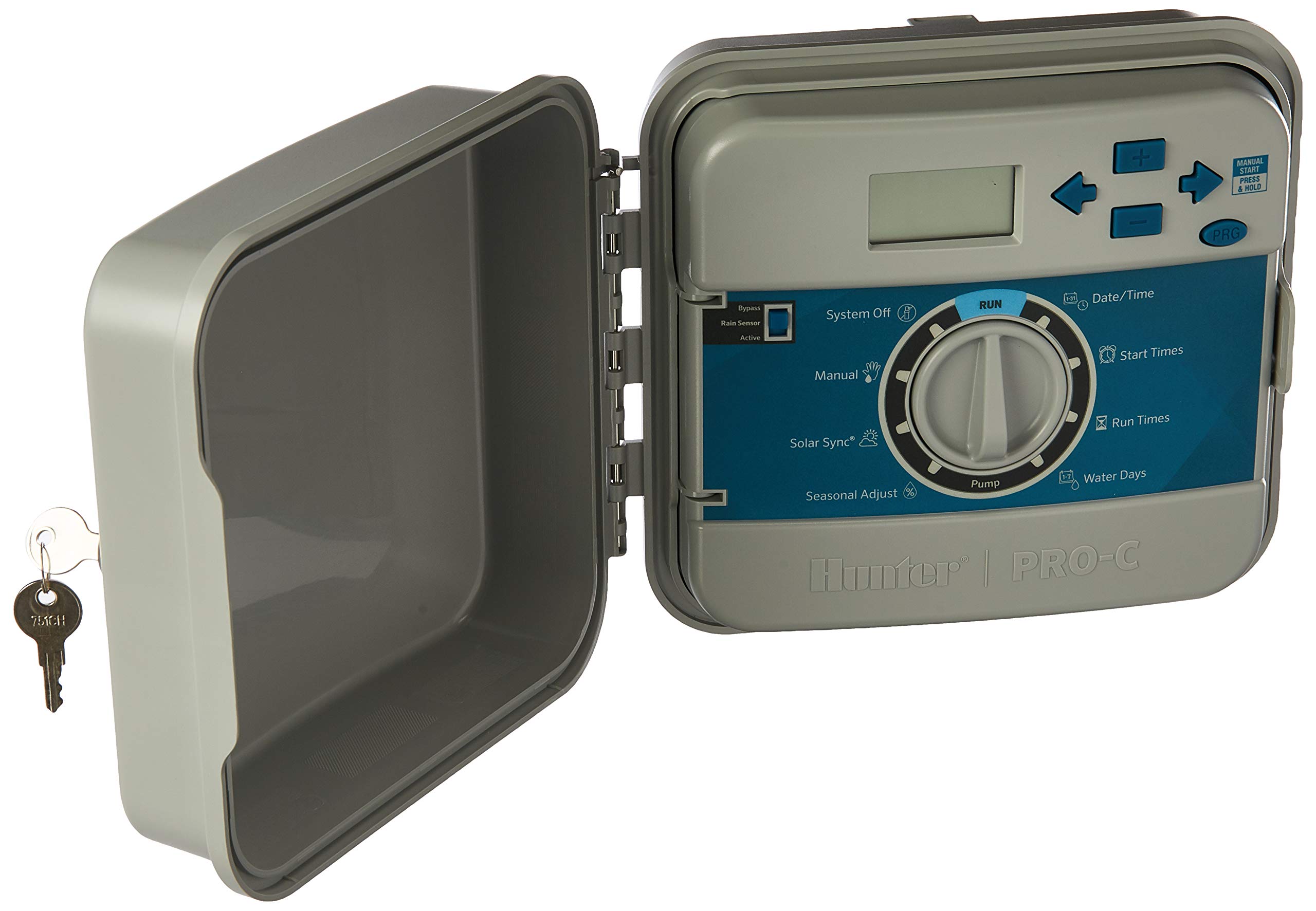 Hunter Pro-C 4-Station Outdoor Irrigation Controller - Expandable to 16 Zones, 120V AC with Internal Transformer, Weatherproof Gray Base Unit for Lawn & Garden Watering Systems - Perfect for Residential & Commercial Landscapes