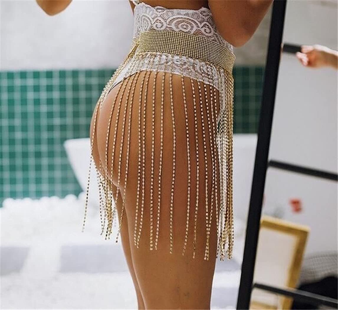 Sparkly Rhinestone Tassel Waist Chain - Sexy Crystal Body Jewelry for Women & Girls | Perfect for Beach Bikini, Nightclub Dance, Summer Festival & Belly Dance Accessories