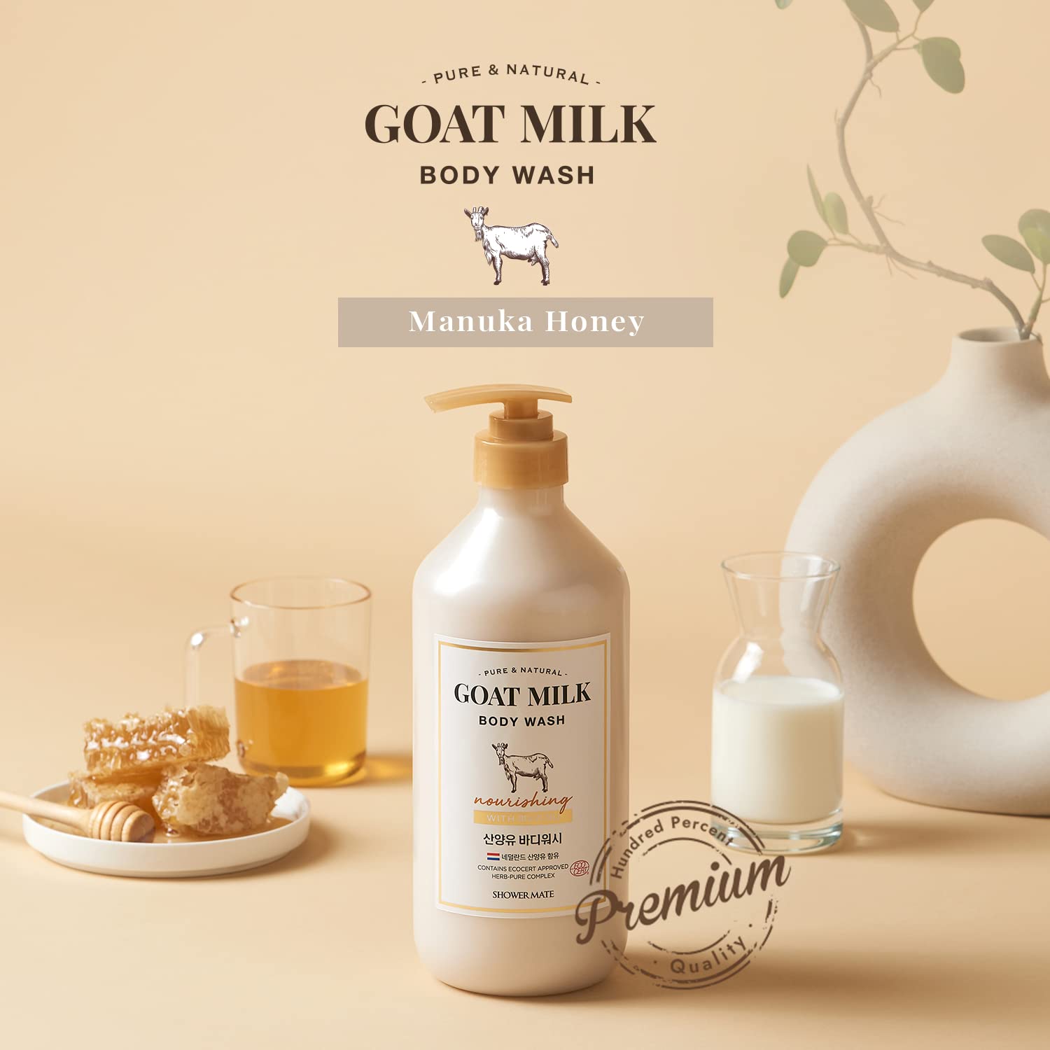 Premium Goat Milk & Manuka Honey Body Wash - Moisturizing & pH Balancing for Smooth Skin - 27oz (Pack of 2) - Perfect for Dry Skin Care