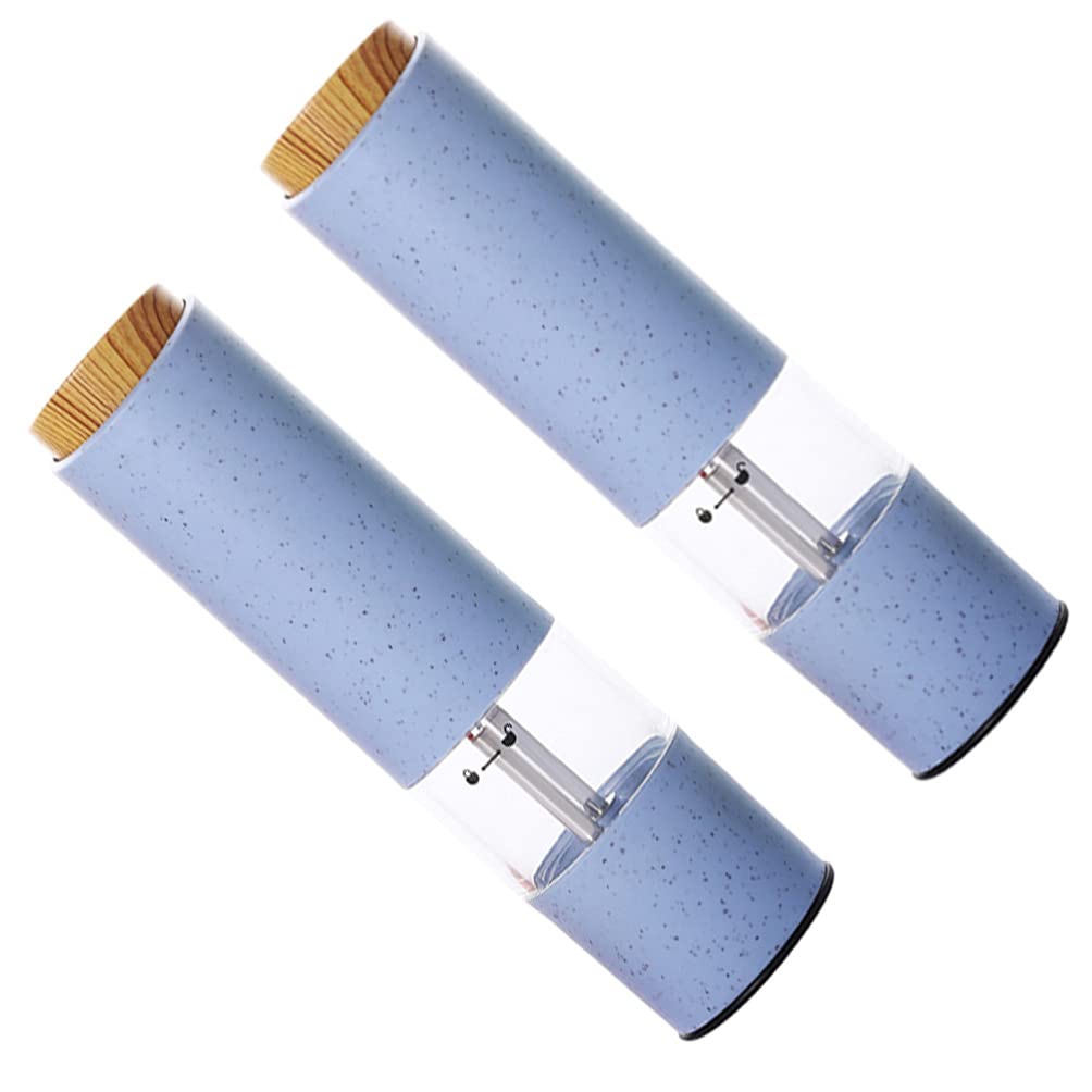 **Hemoton Electric Coffee Grinder & Salt/Pepper Mill Set – 2-in-1 Adjustable Grinder for Beans, Spices & Seasonings – Compact Blue Wheat Straw Design (Battery-Free) – Perfect for Kitchen, Camping & Travel**