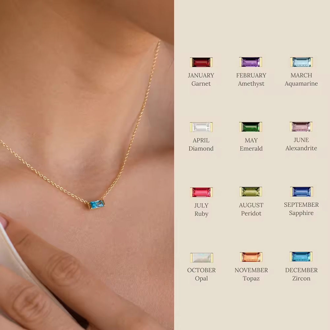 CZ Birthstone Necklace in 14K Gold - Personalized Zodiac Pendant for Women - Perfect Gift for Birthday, Anniversary & Mother's Day Jewelry