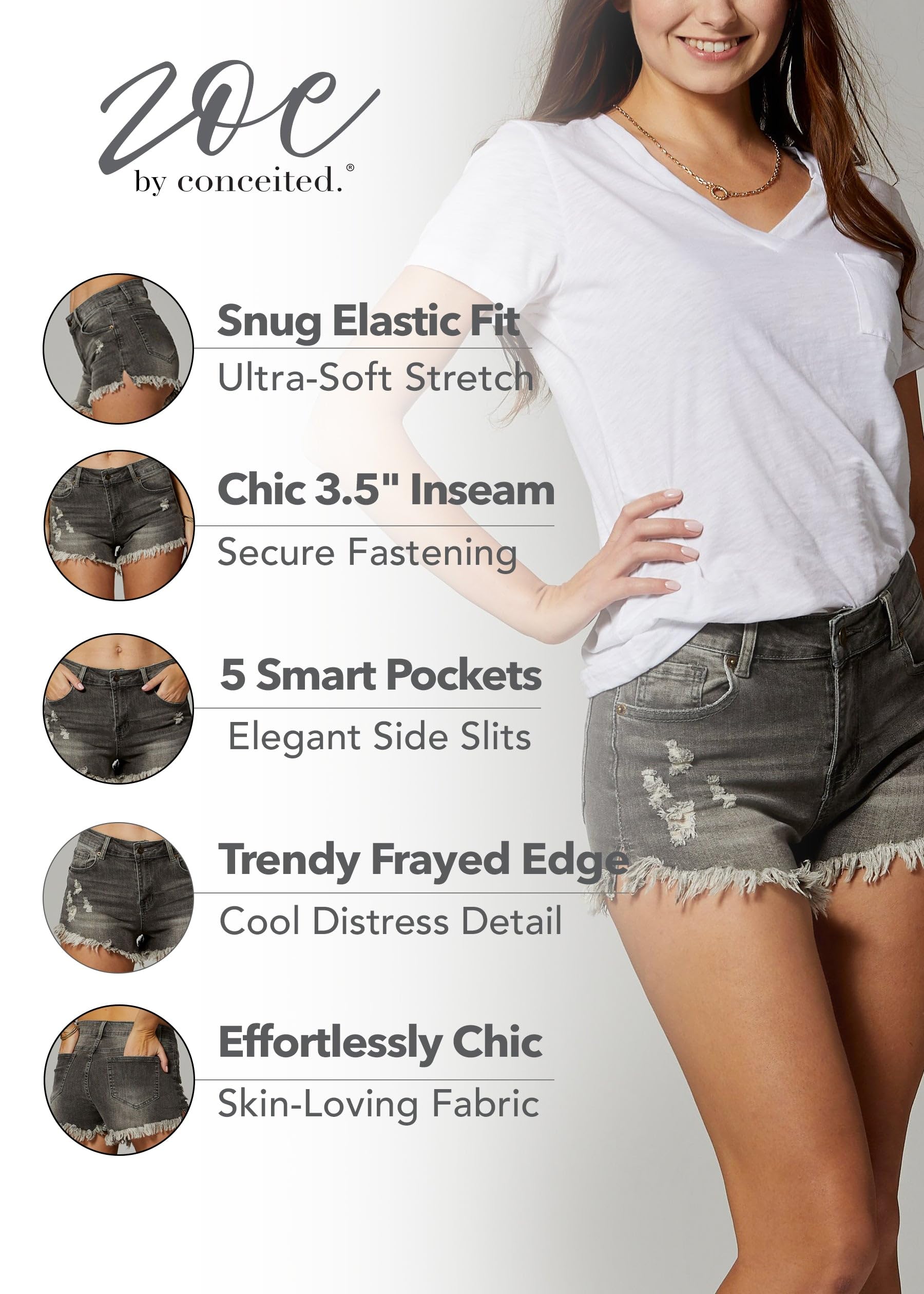 Stylish Women's High Waisted Stretchy Denim Shorts - Comfortable & Trendy for Summer Outings, Beach Trips, and Casual Wear