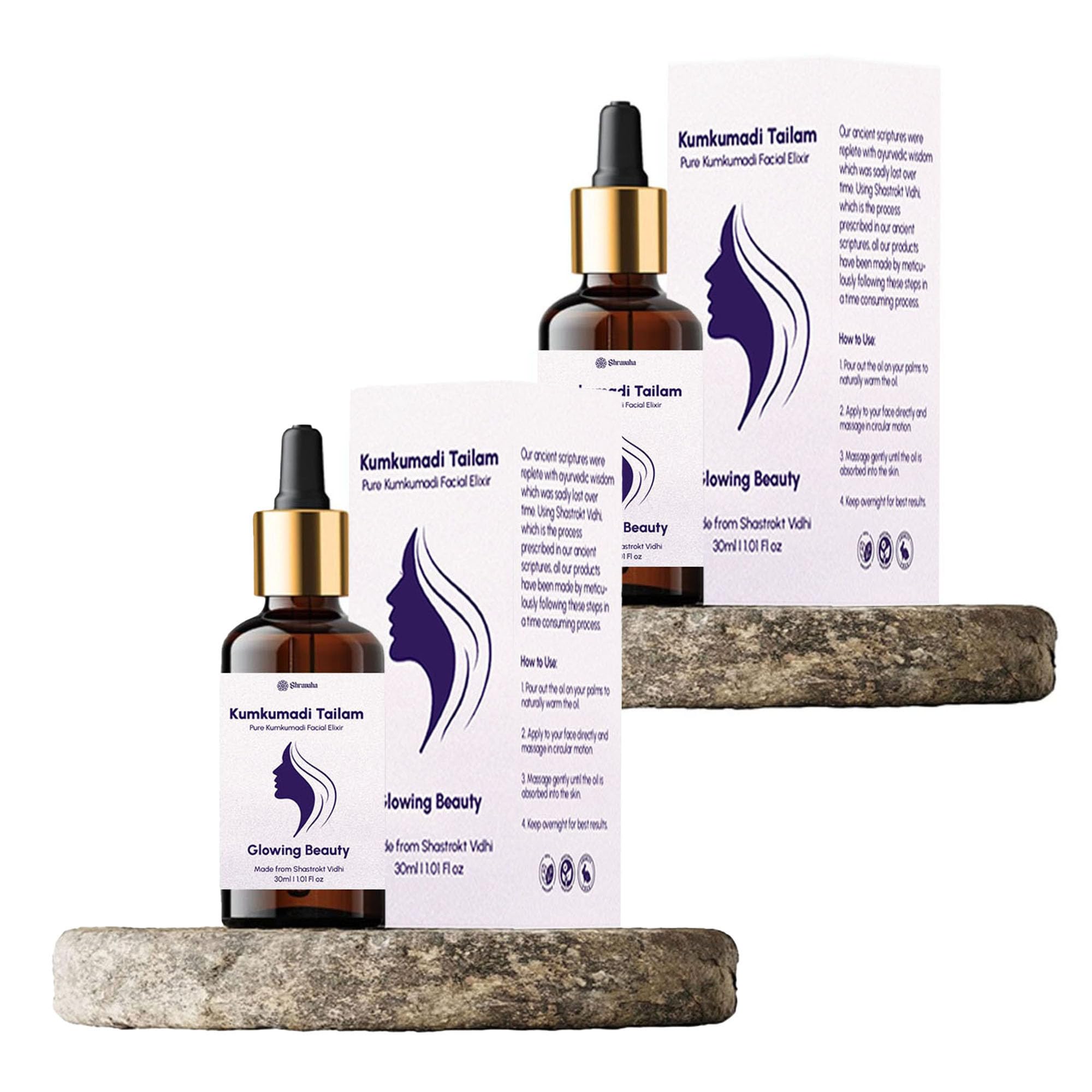Shravaha Pure Kumkumadi Tailam Combo | 100% Ayurvedic Face Oil for Radiant Skin & Anti-Aging | 60ml | Natural Glow & Rejuvenation Treatment | Perfect for Daily Skincare & Night Routine