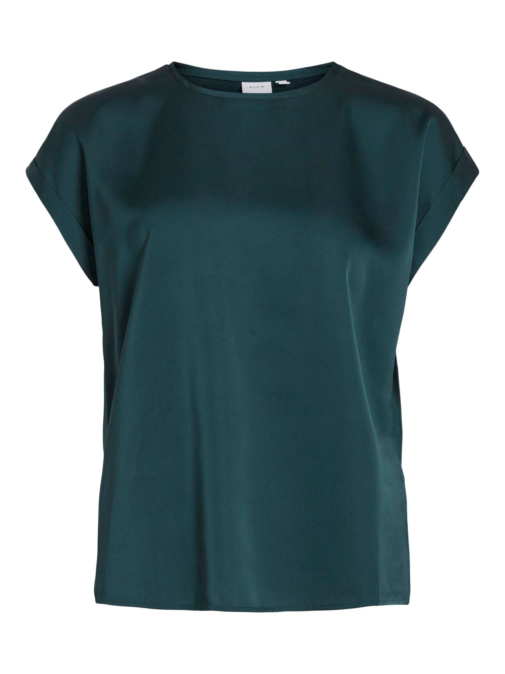 Elle Women's Satin Blouse - Elegant Ponderosa Pine Green Top for Work & Evening Outfits