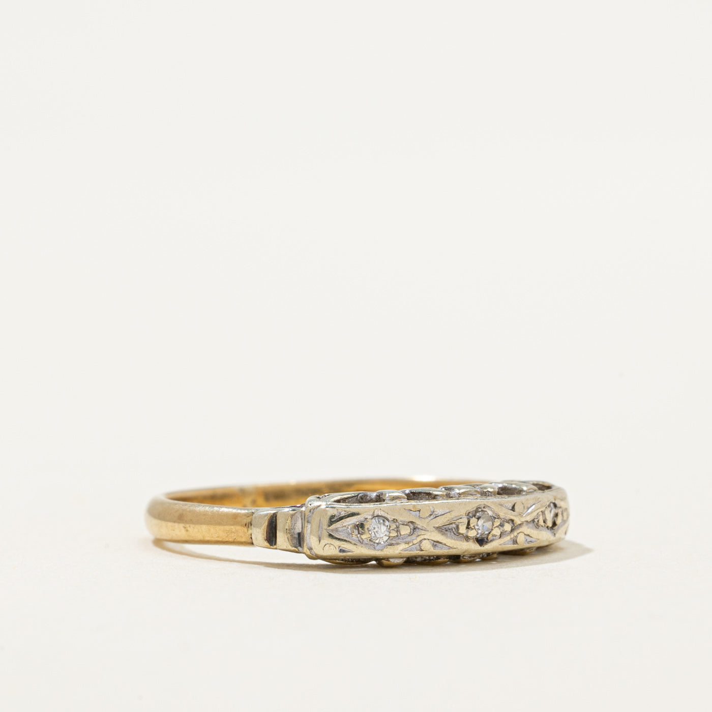 Diamond Textured Band Ring | 0.02 Carat Total Weight | Size 4.75 | Wedding, Engagement, Anniversary Gift for Her