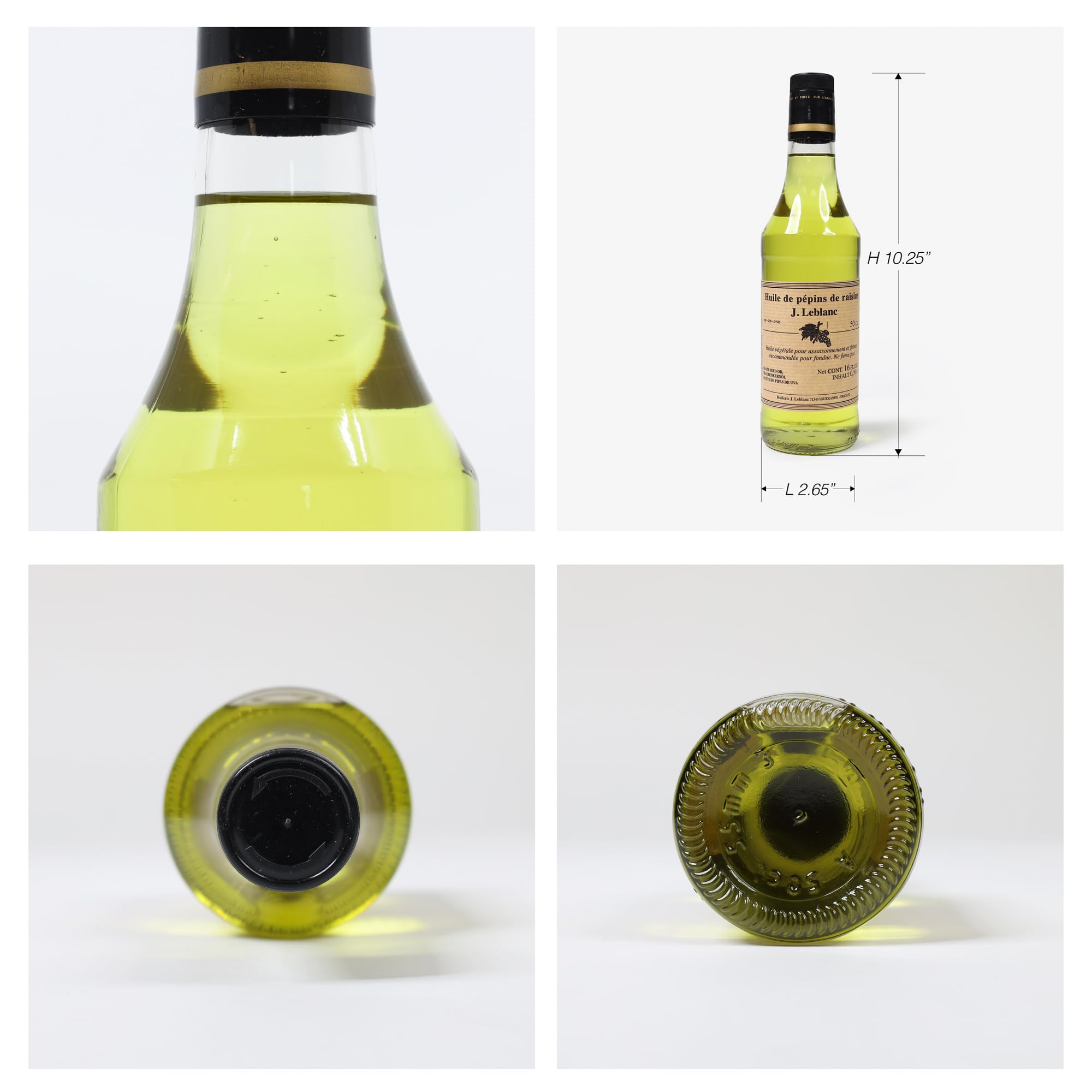Pure Grapeseed Oil for Cooking & Skin Care - Cold Pressed J. Leblanc Grape Seed Oil 16 Fl oz - Ideal for Salad Dressings, Baking & Natural Moisturizer