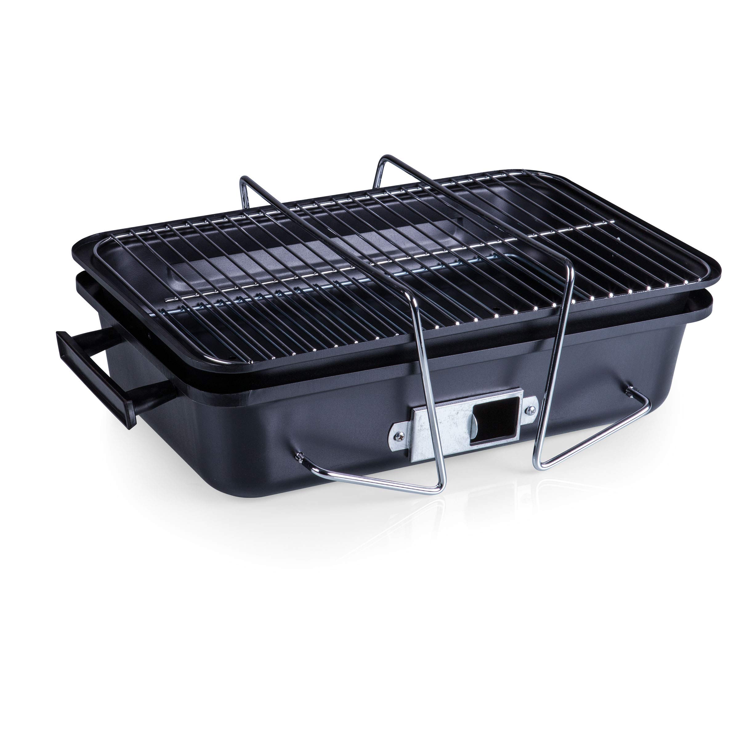 ONIVA - Picnic Time Brand Buccaneer Portable Charcoal Grill & Cooler Tote Combo (Black with Gray Accents) - Perfect for Camping, Beach Outings, and Backyard BBQs