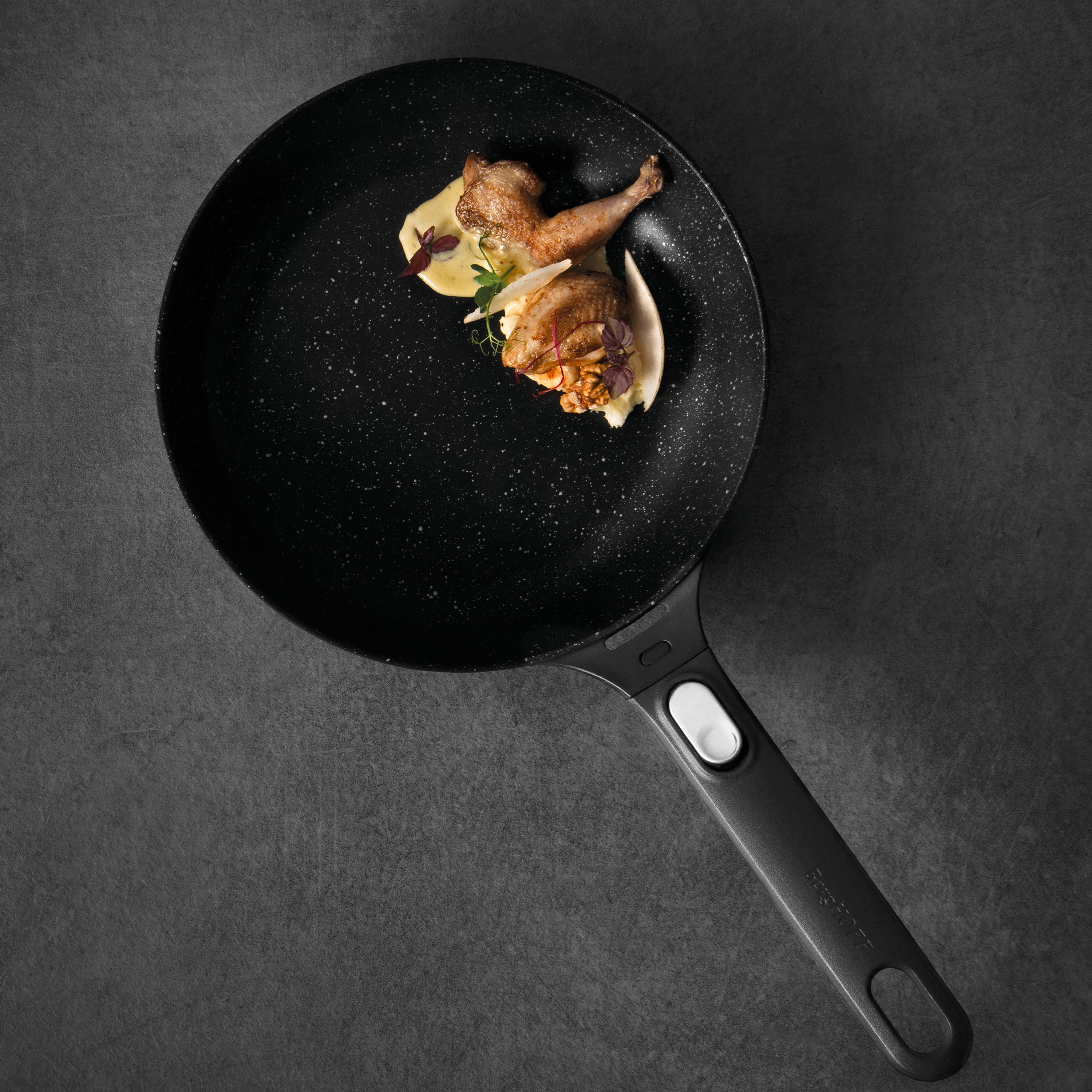 BergHOFF GEM 12.5 Inch Non-Stick Frying Pan with Detachable Handle - Black Ceramic Cookware for Sauteing, Frying & Oven Use Up to 500°F - Perfect for Home Kitchen & Camping Cooking
