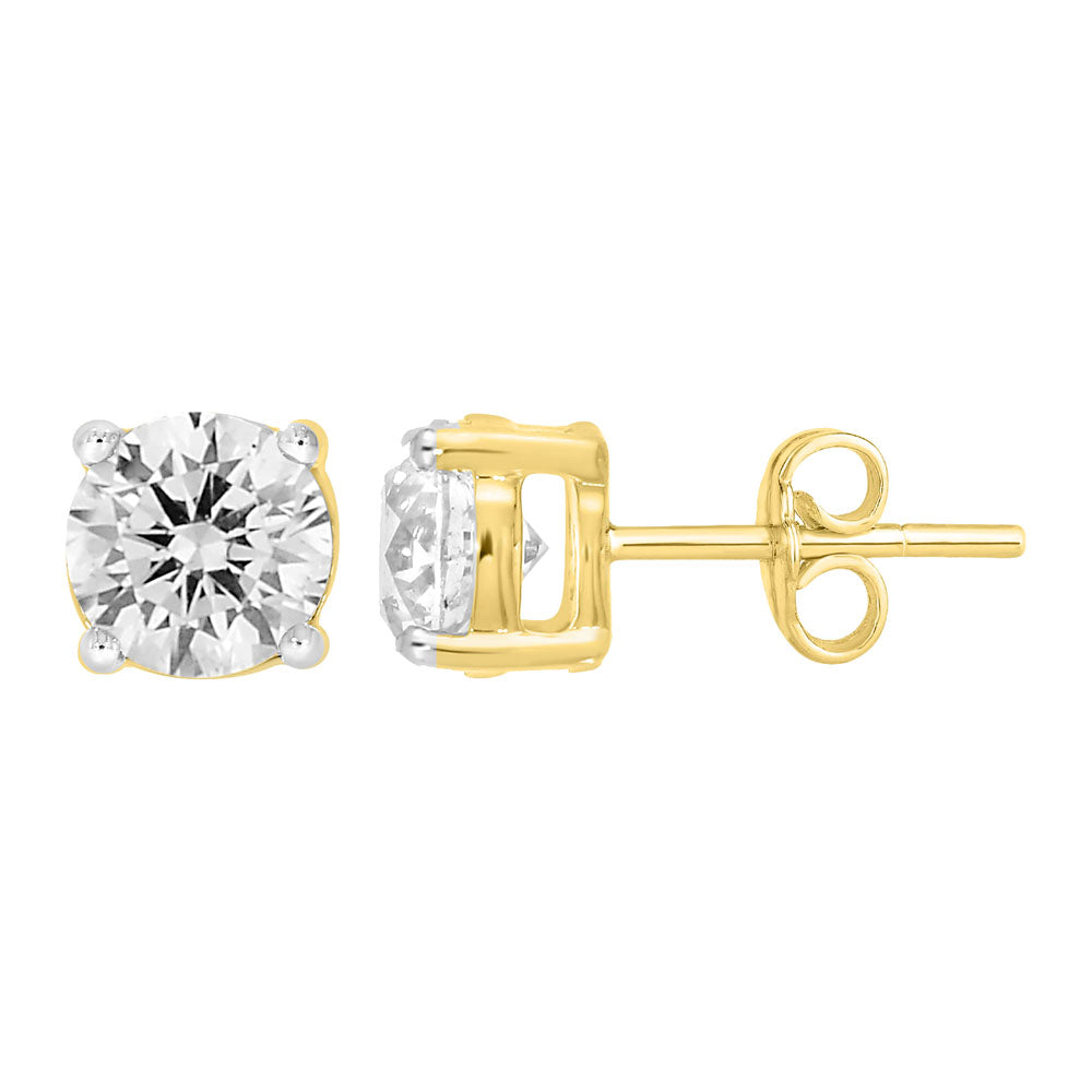 9ct Yellow Gold 2.00 Carat Diamond Stud Earrings for Women - Elegant Wedding, Anniversary & Party Jewelry Gift