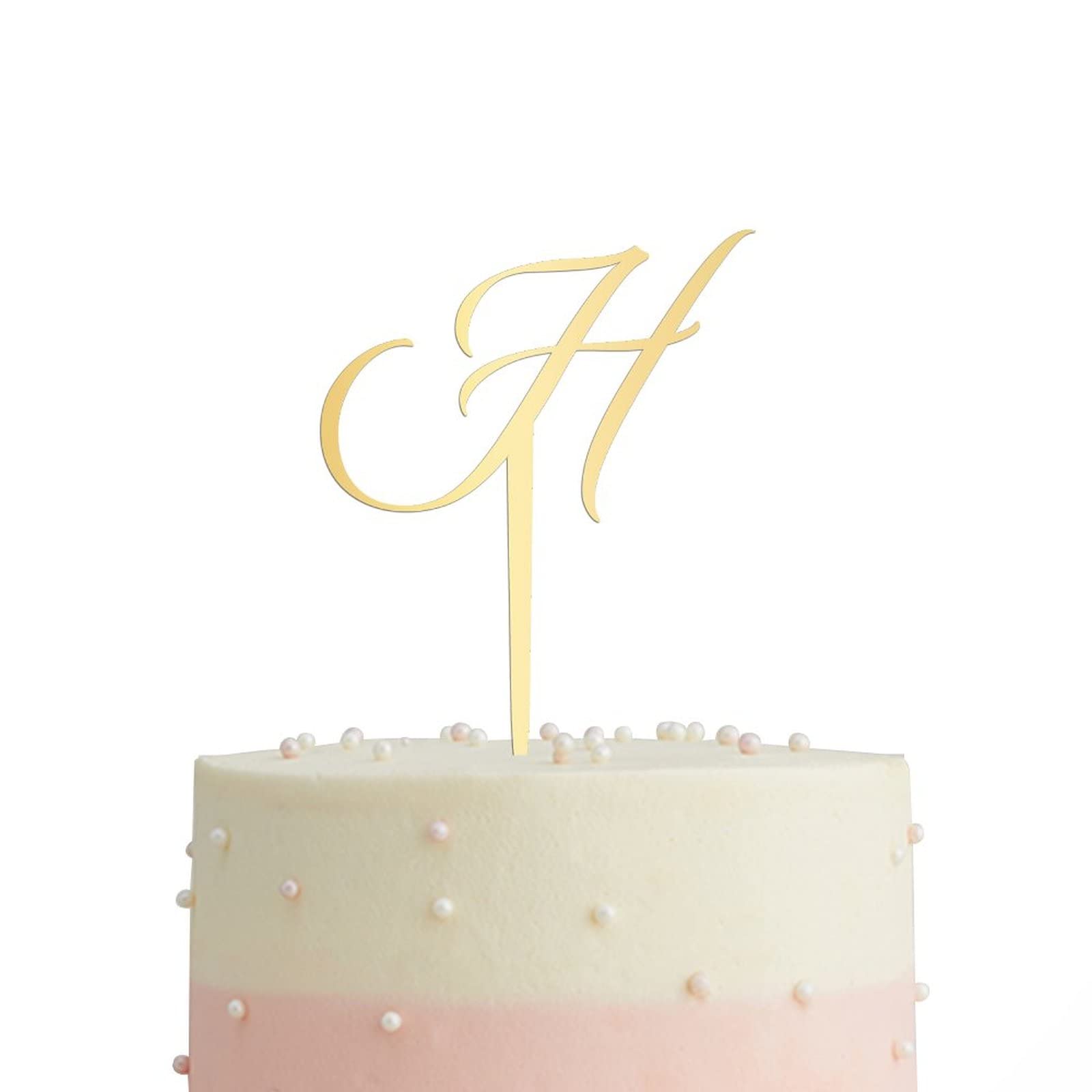 Personalized Acrylic Glitter Gold Letter H Cake Topper - Rustic Wedding, Anniversary, Engagement Party Decor - Custom Initials for Cakes, Cupcakes & Desserts - Perfect for Celebrations & Special Occasions