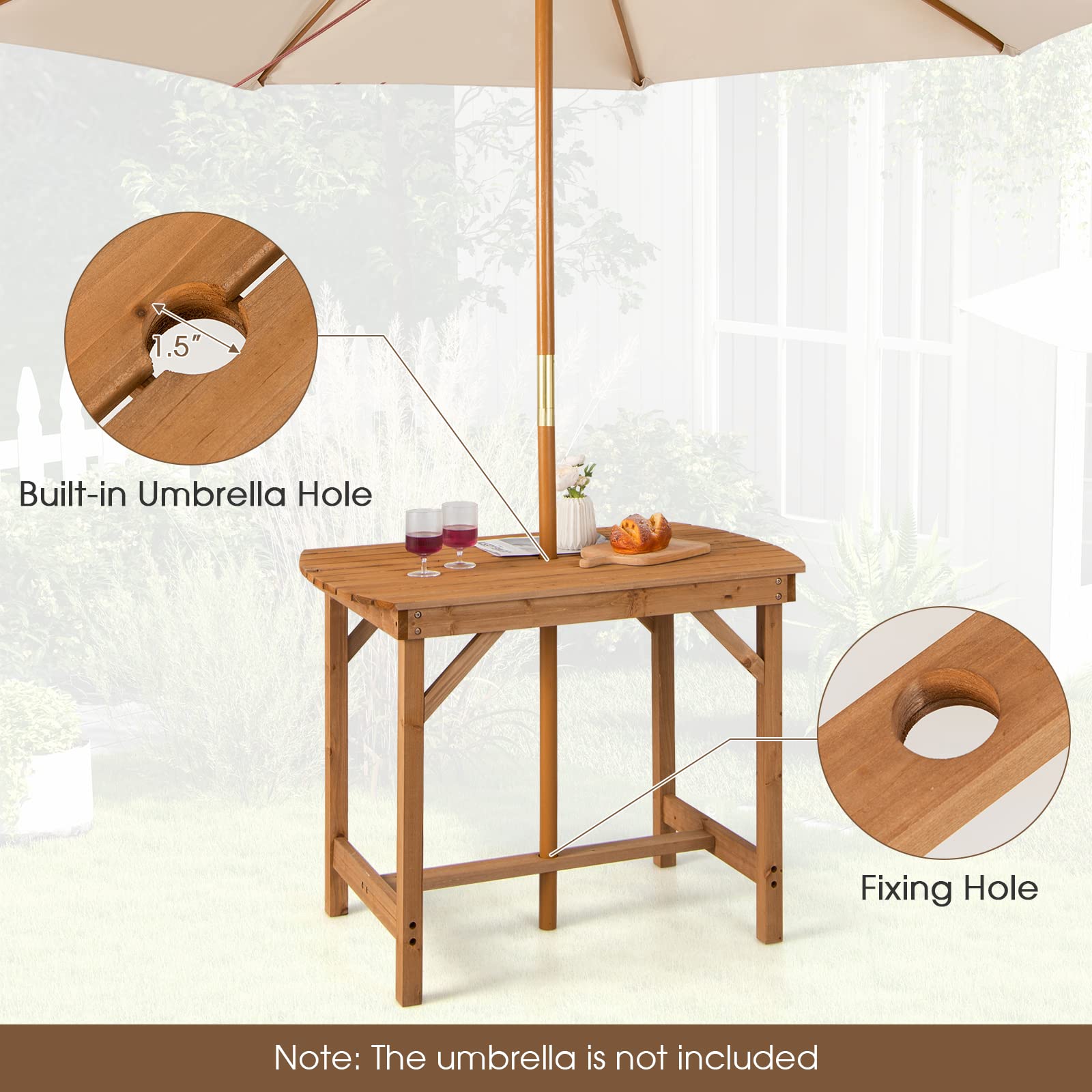 Giantex 48 Inch Solid Wood Patio Dining Table for 4-6 People with 1.5