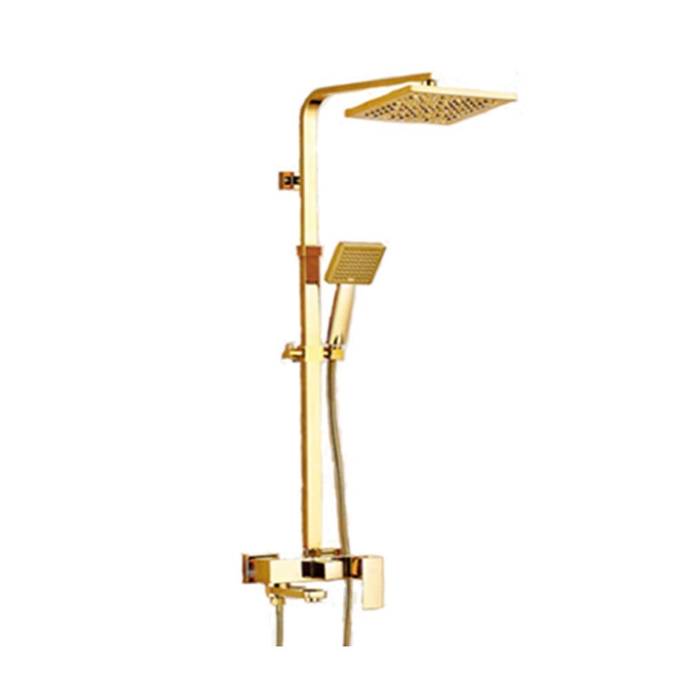 NMDCDH Gold Wall-Mounted Hand Shower Set - Easy Installation Bathroom Shower Head with 5 Spray Modes, Luxury Rainfall Showerhead for Spa-Like Experience - Perfect for Master Bath, Guest Bath & RV Showers (Gold)