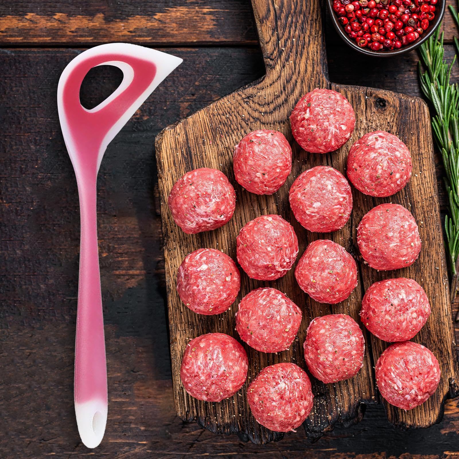 2PCS Non-Stick Silicone Meatball Scoop & Maker with Handles - Quick & Easy Meatball Press Spoon for Fish Balls, Meatballs - Perfect for Home Cooking, Meal Prep & Party Food Serving