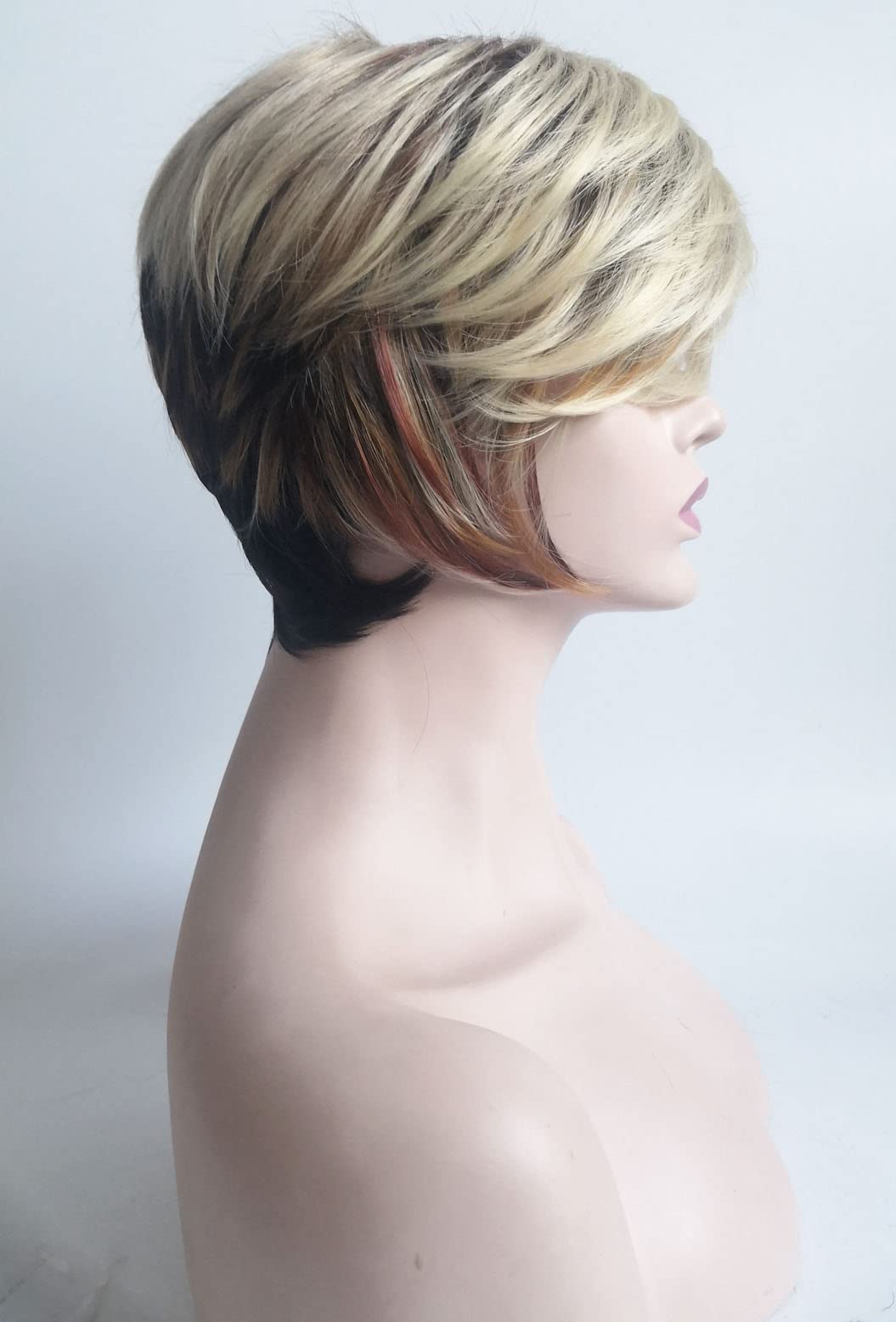 Umeet Short Bob Blonde Mixed Brown Synthetic Wig for Women - Fluffy Straight Hair with Free Wig Cap | Daily Wear, Cosplay, Halloween Costume, Party & Special Occasions