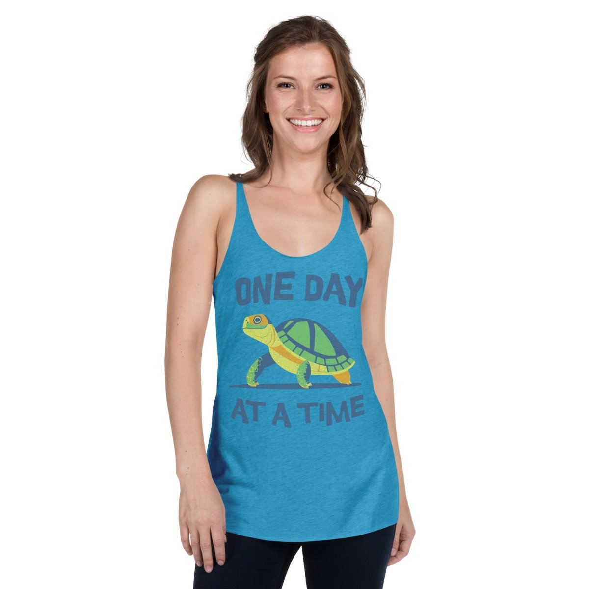 Steady Journey Turtle Racerback Tank Top - Sobriety in Motion - Yoga & Workout Apparel for Women