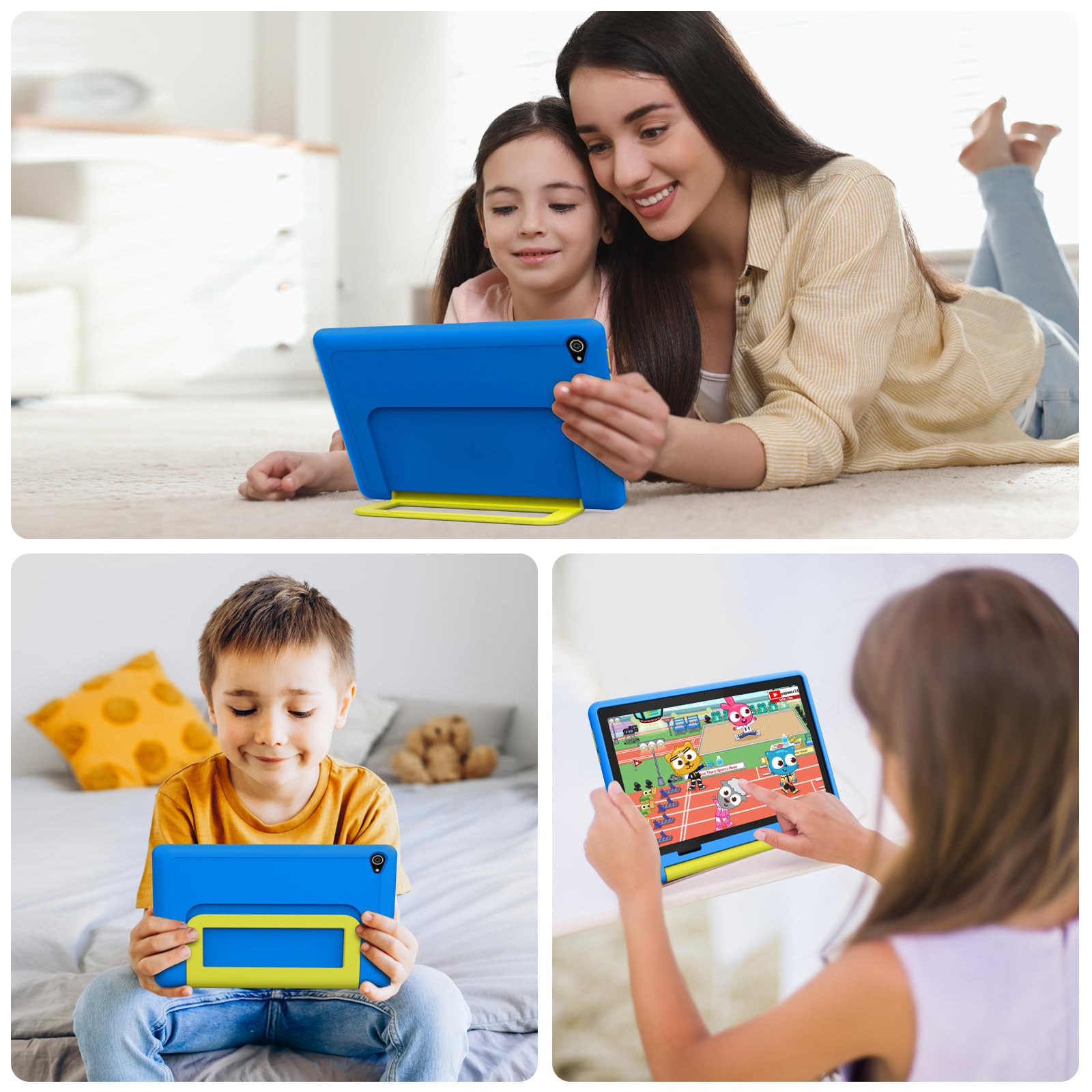 Mouikei 10 Inch Android 14 Kids Tablet - Octa Core Processor, 8GB RAM 64GB ROM, 1TB Expandable Storage, 5000mAh Battery, WiFi, Bluetooth, Dual Camera - Blue | Educational Learning & Entertainment for Children