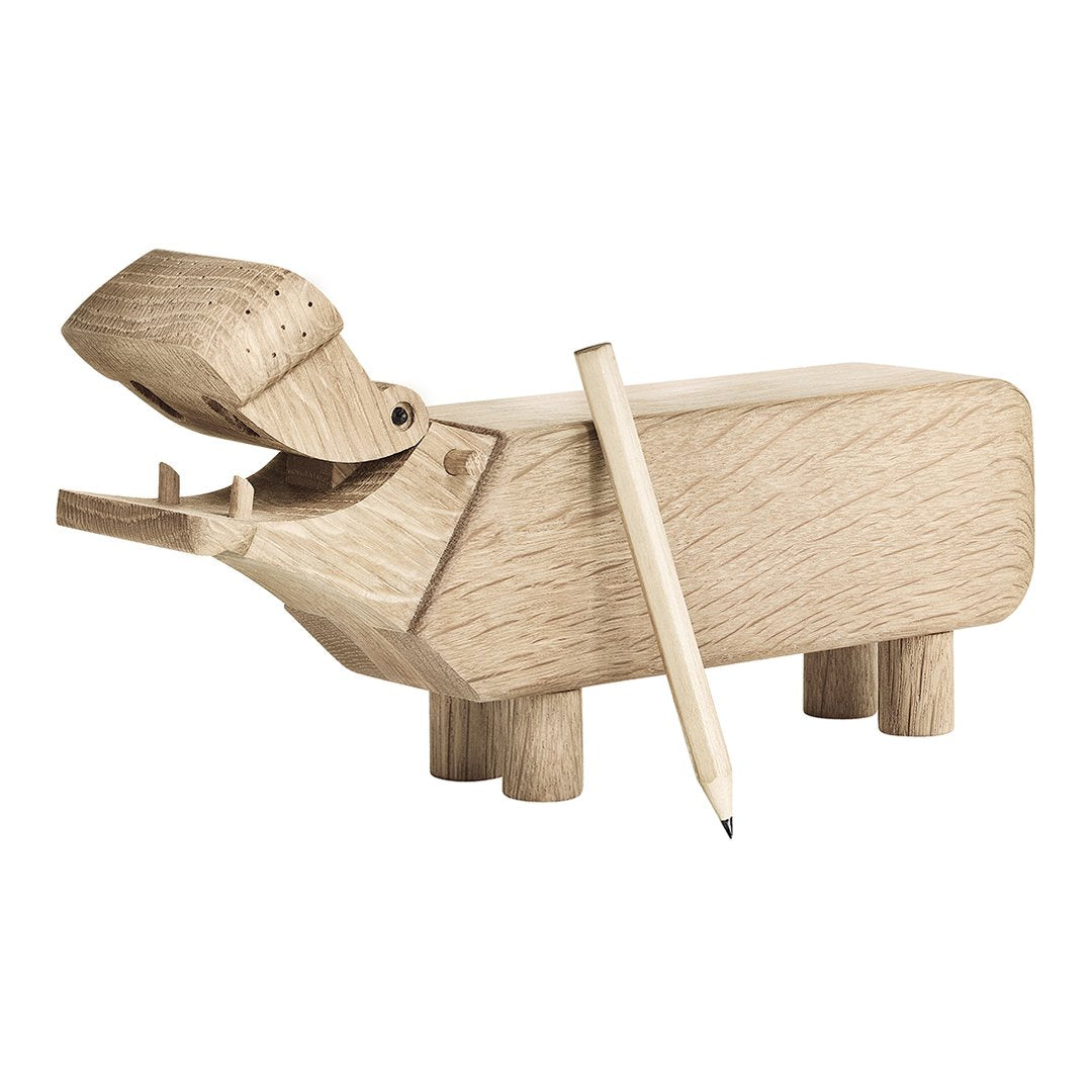 Kay Bojesen Wooden Hippo Figurine - Handcrafted Scandinavian Animal Sculpture for Home Decor, Nursery, and Gift Giving