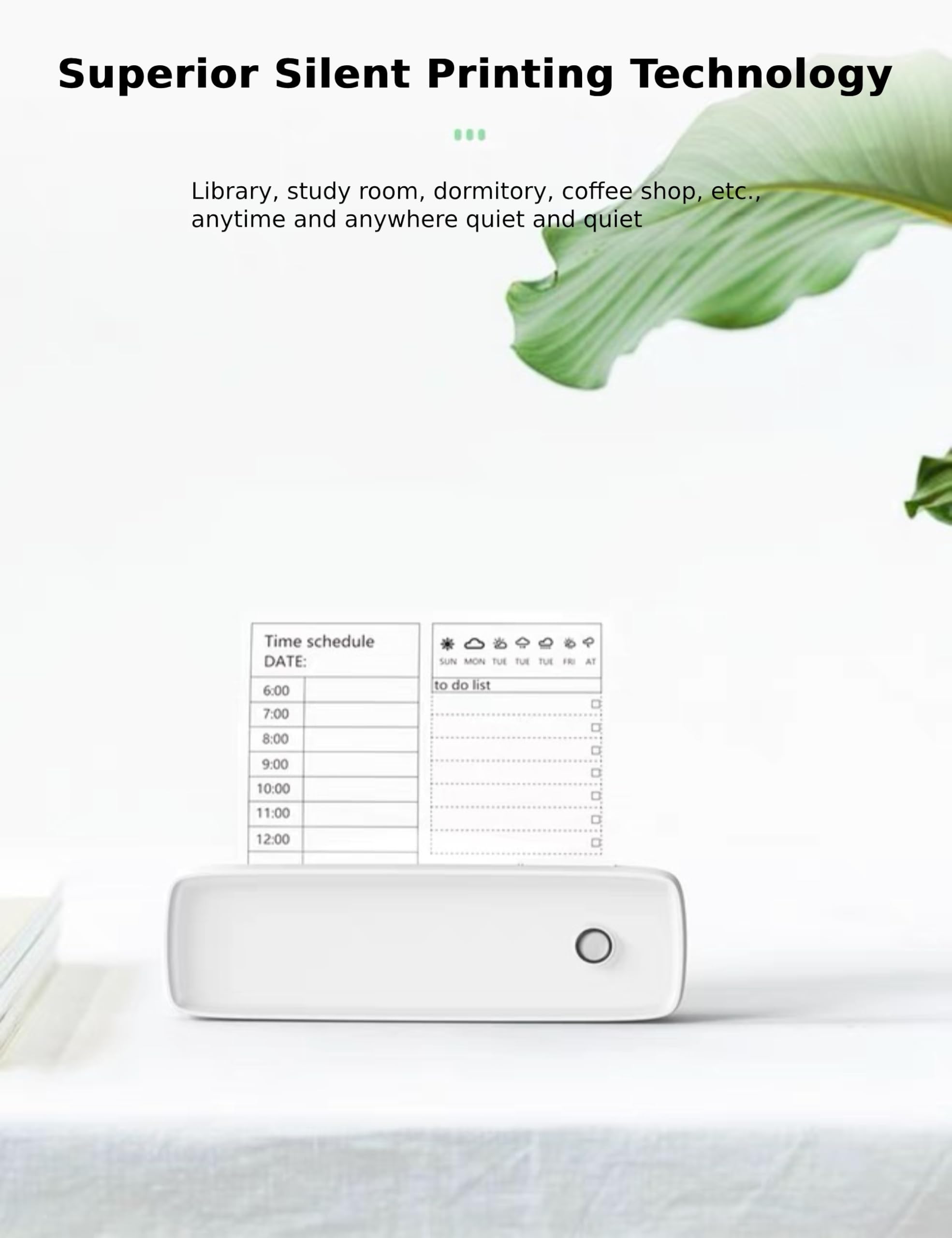 A4 Mini Bluetooth 5.2 Thermal Printer - 200dpi Inkless Portable USB Rechargeable Printer with 7 Printing Sizes for Home, Office & Travel | Perfect for Labeling, Receipts, Notes & DIY Projects