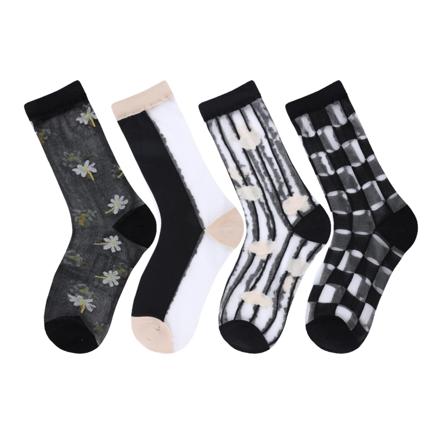 Violet Mist Women's Sheer Mesh Socks - Transparent Nylon for Summer & Fashion