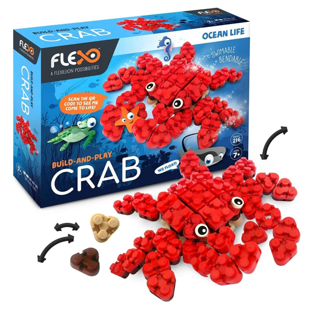 Flexo Ocean Life Crab - Realistic Crab Toy for Kids & Collectors - Perfect for Beach Themed Parties, Ocean Decor & Educational Play