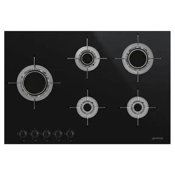 Smeg 75cm Dolce Stil Novo Ceramic Blade Flame Cooktop - Black | Premium Gas Stove for Modern Kitchens | Perfect for Home Chefs & Professional Cooking