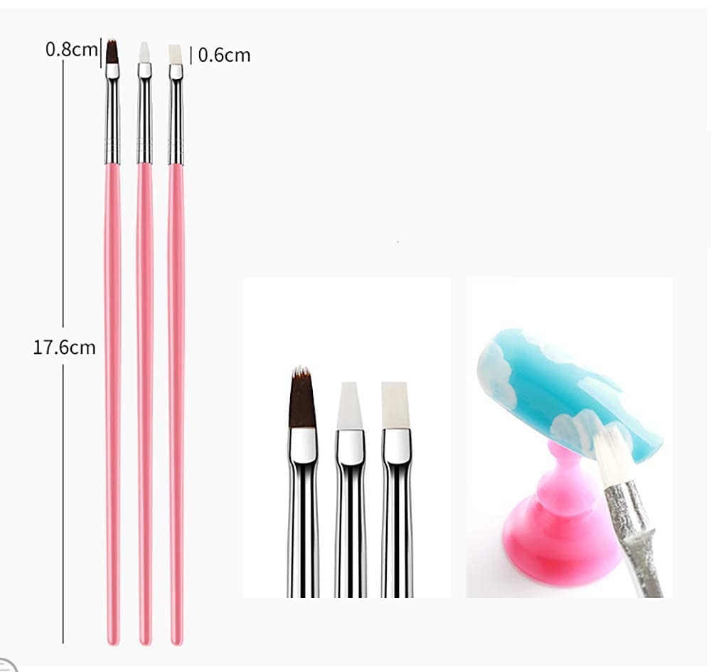 MASTADI 15 Pcs Professional Nail Art Brush Set - UV Gel & Acrylic Nail Design Tools with Polish Brushes for Manicure & Pedicure - Perfect for Salon, Home Use & DIY Nail Art (Pink)