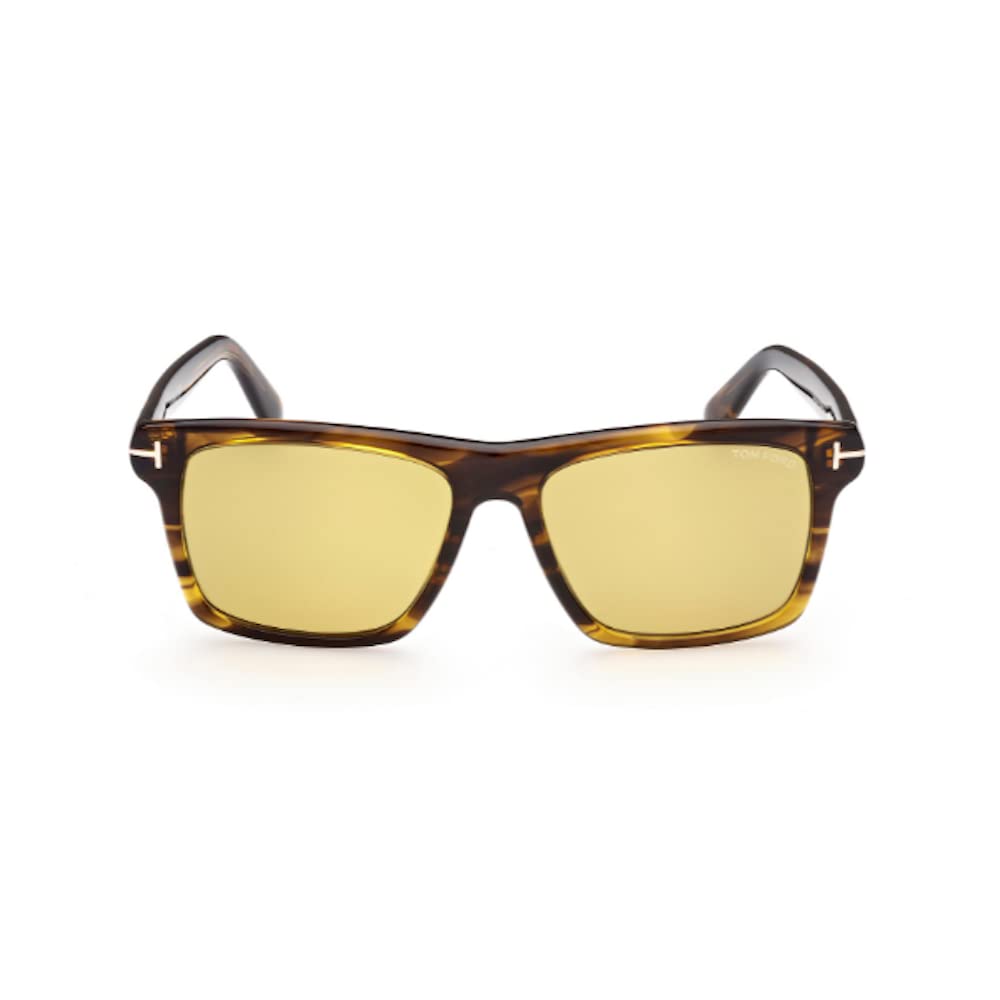 TOM FORD FT0906 Buckley-02 55E Havana Brown Sunglasses for Men - 56mm Lens Size | Polarized UV Protection, Luxury Fashion Eyewear for Driving, Beach & Outdoor Activities