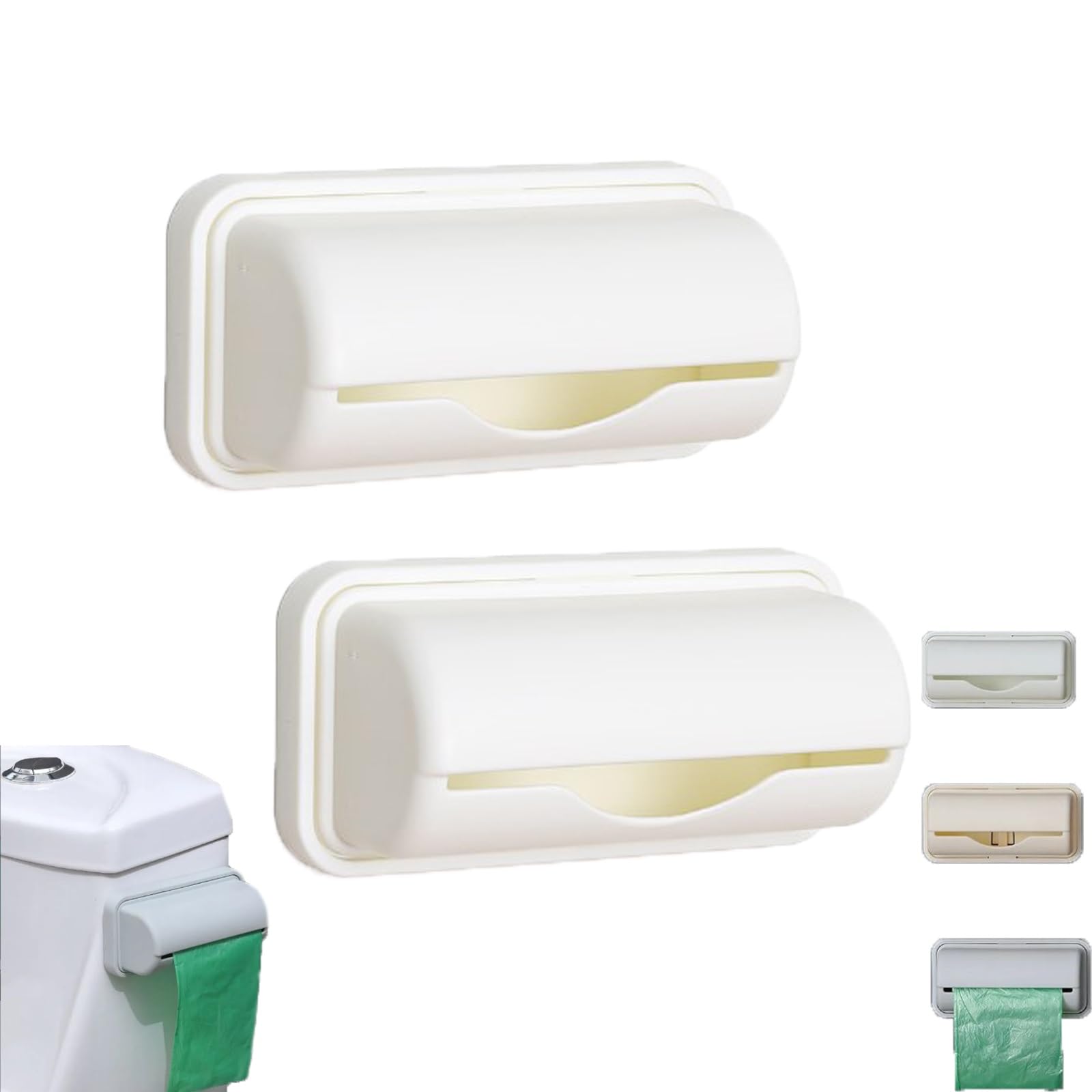 2024 New Adhesive Trash Bag Dispenser - Wall Mounted & Under Can Garbage Storage Bag Holder for Kitchen, Bathroom, Office (White, 2 Pack) - Perfect for Home Organization & Waste Management