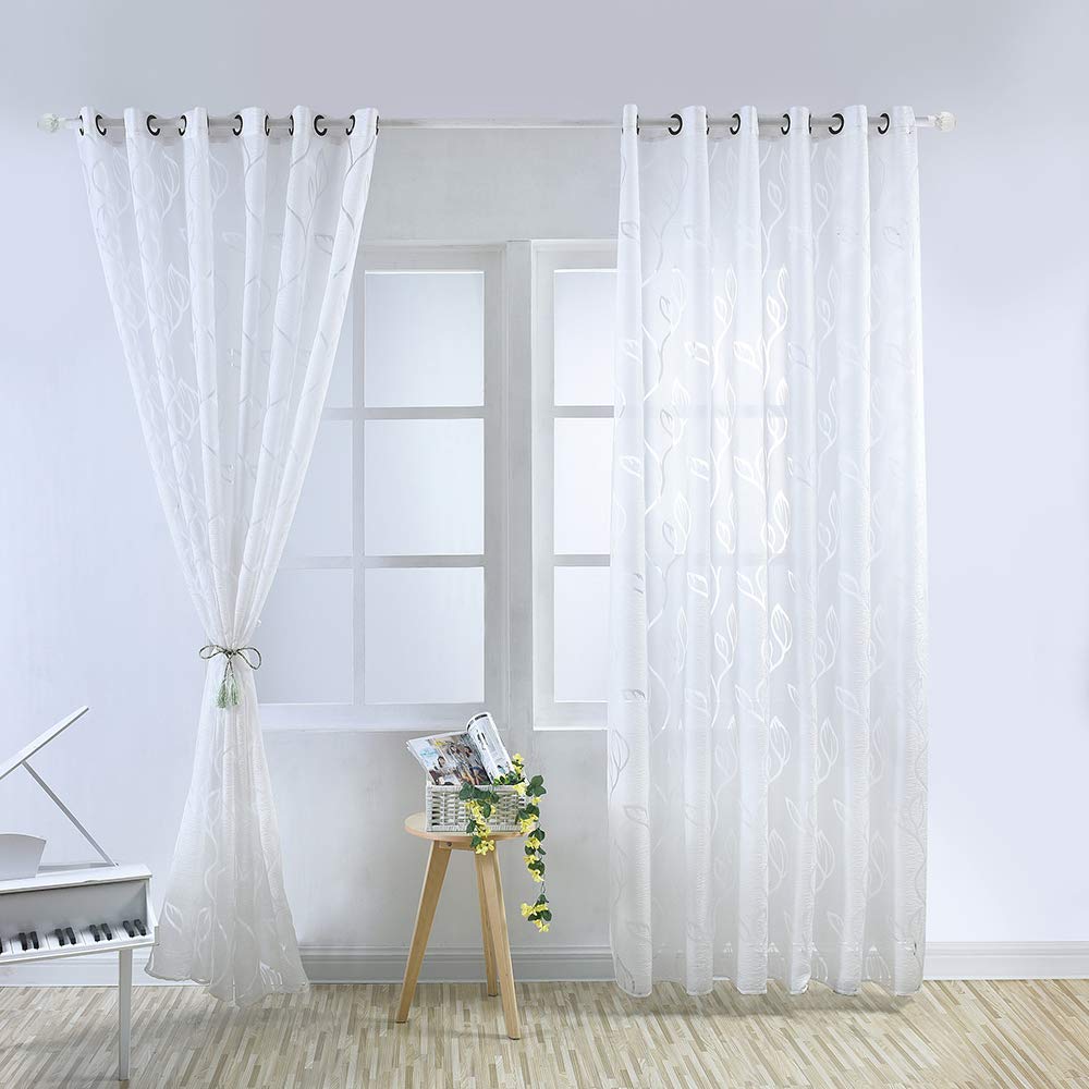 FOMIYES Printed Curtains for Living Room - Fashion Home Decor Window Drapes & Sheer Gauze Panels - Perfect for Bedroom, Kitchen, and Office Windows