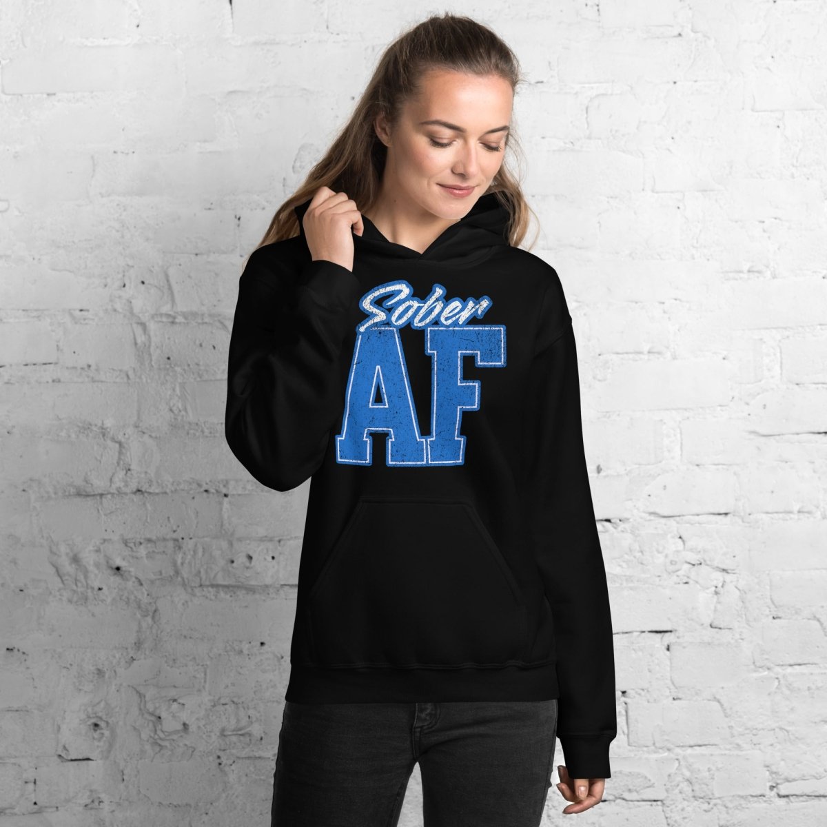 Sober AF Collegiate Unisex Hoodie - Comfortable Pullover Sweatshirt for Men & Women | Perfect for College, Gym & Casual Wear