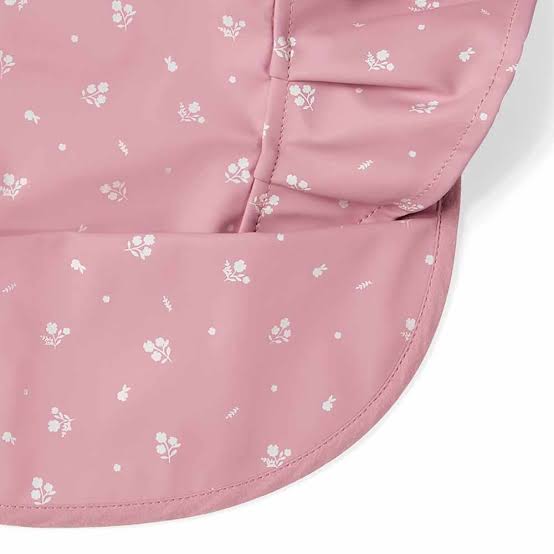 Snuggle Hunny Waterproof Frill Baby Bib - Pink Fleur Design for Messy Feeding & Drooling Protection