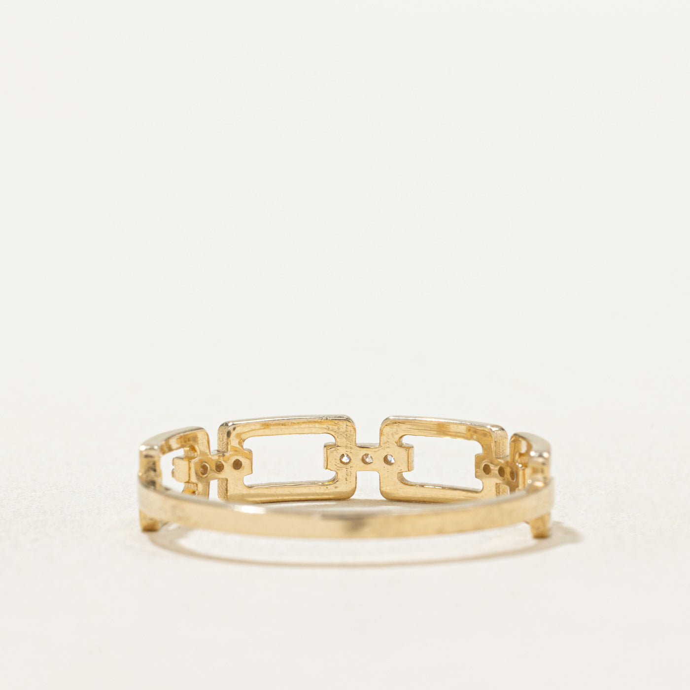 14K Gold Diamond Open Rectangular Chain Ring - 0.03ctw, Size 7 - Elegant Stackable Ring for Women, Perfect for Everyday Wear, Anniversary Gifts & Special Occasions