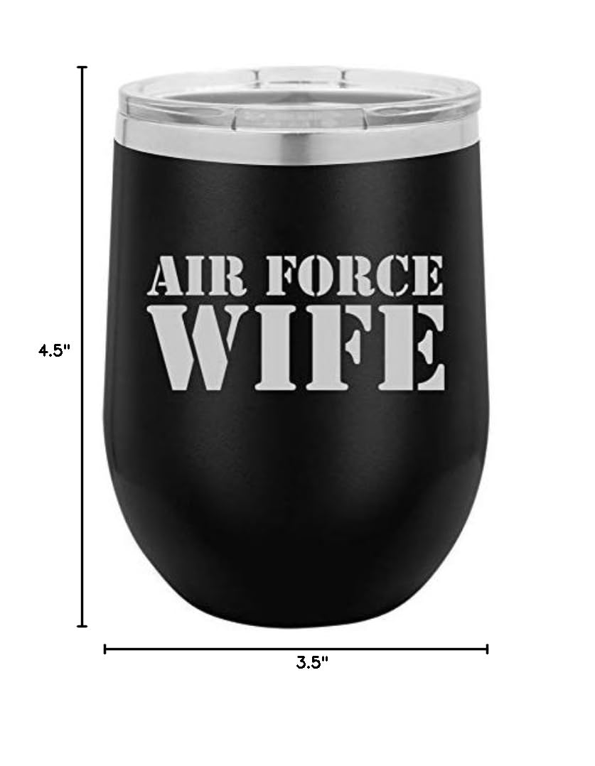 12 oz Double Wall Vacuum Insulated Stainless Steel Stemless Wine Tumbler - Coffee Travel Mug with Lid - Perfect for Hot & Cold Beverages - Ideal for Office, Camping, Gifts (Black)
