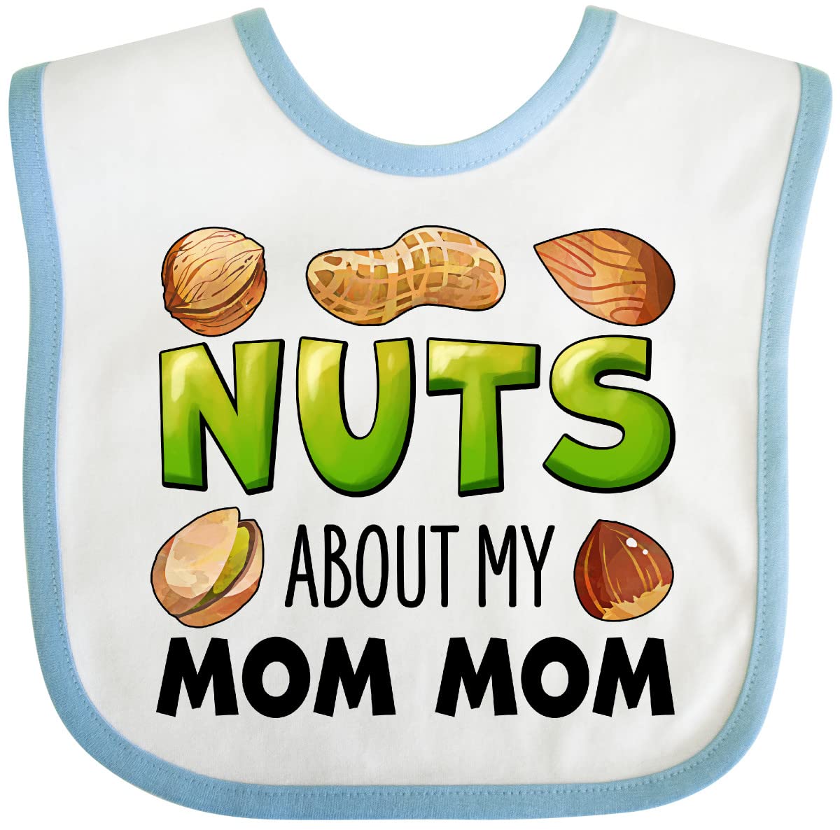 Best Nuts About My Mom Baby Bib - Peanut, Almond, Pistachio Design - Soft & Absorbent for Infants - Perfect for Mother's Day & Family Photos