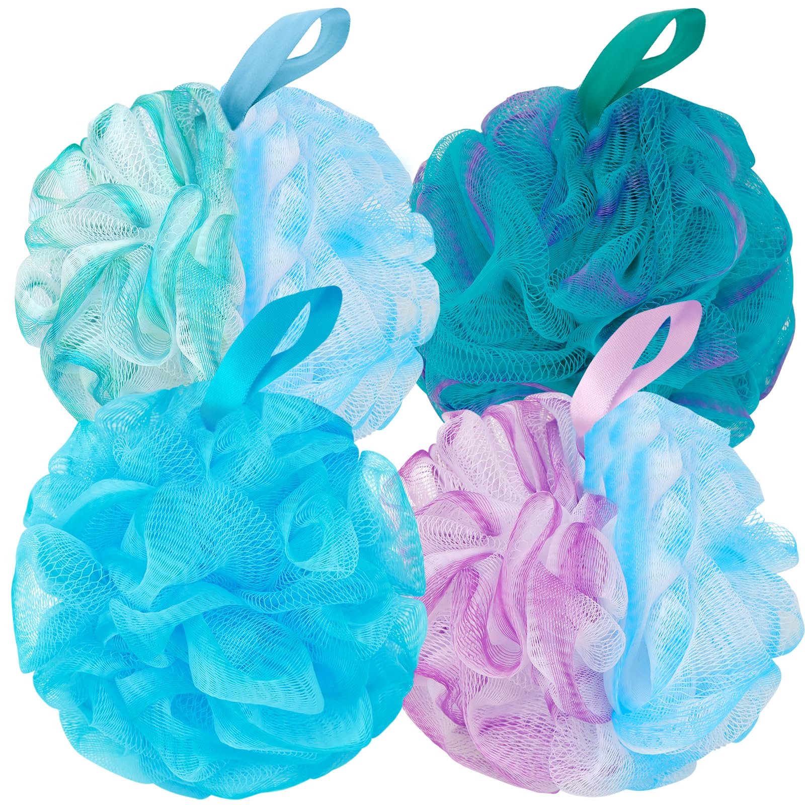 Exfoliating Loofah Sponge for Shower - Soft Mesh Body Scrubber & Back Cleanser - 4-Pack Bath Accessories for Women & Men (60G, Forest Fairy) | Perfect for Daily Exfoliation, Spa Days & Gift Sets