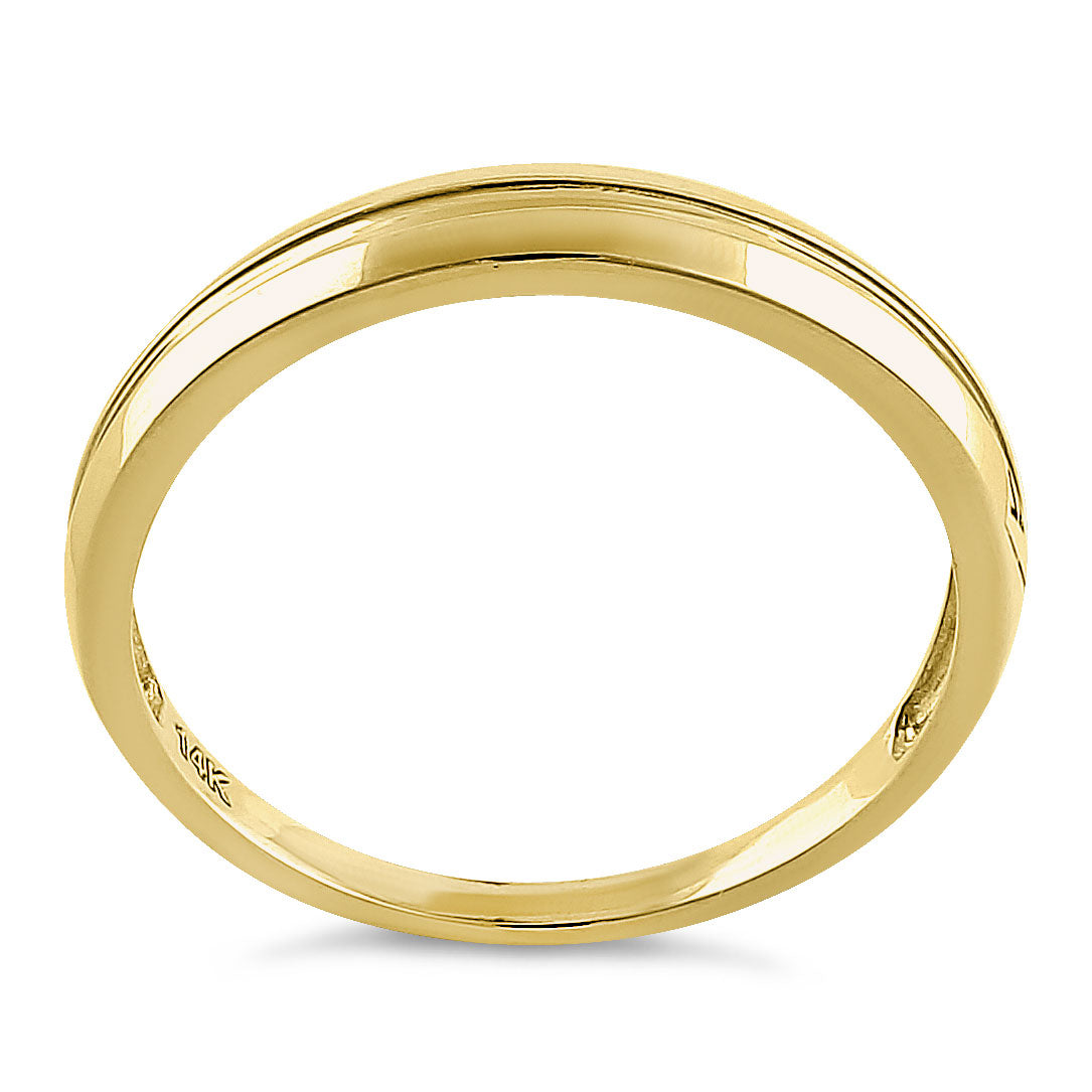 14K Solid Yellow Gold Personalized Line Ring - Elegant Stackable Band for Engagements, Weddings & Everyday Wear
