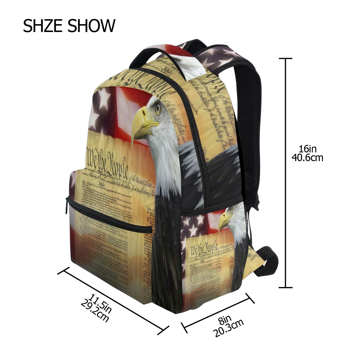 Vdsrup Patriotic Eagle Backpack - USA Flag Design Laptop Book Bag for Men & Women | Durable Lightweight Travel & Sports Daypack | Perfect for 4th of July, Independence Day, School & Outdoor Adventures