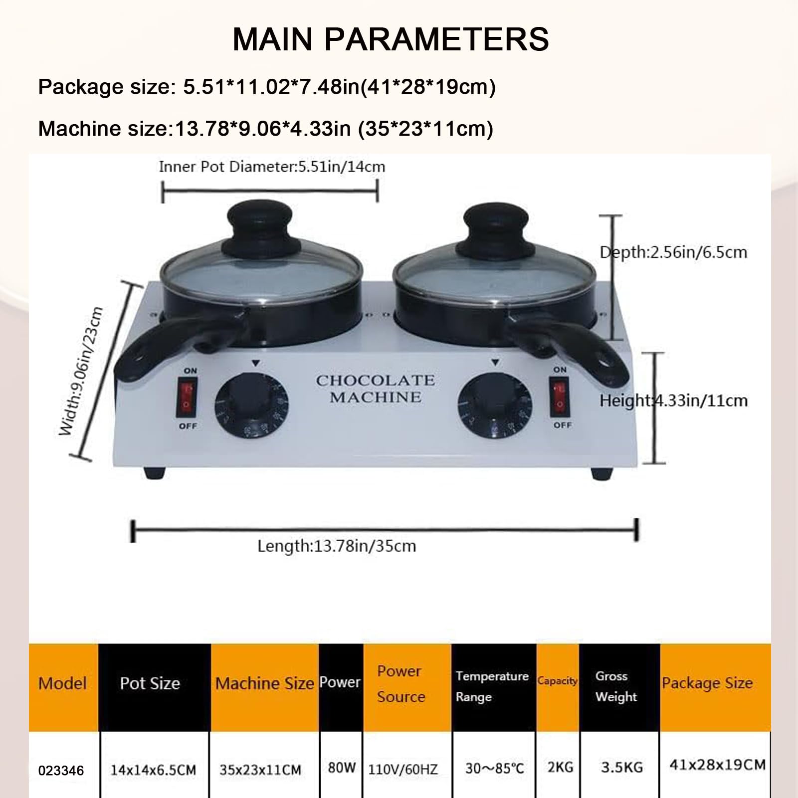 INTSUPERMAI 2-Pot Electric Chocolate Melter & Fondue Warmer - 110V 60Hz for Melting Chocolate, Candy, Butter, Cheese & Caramel - Perfect for Parties, Dessert Making & DIY Treats at Home