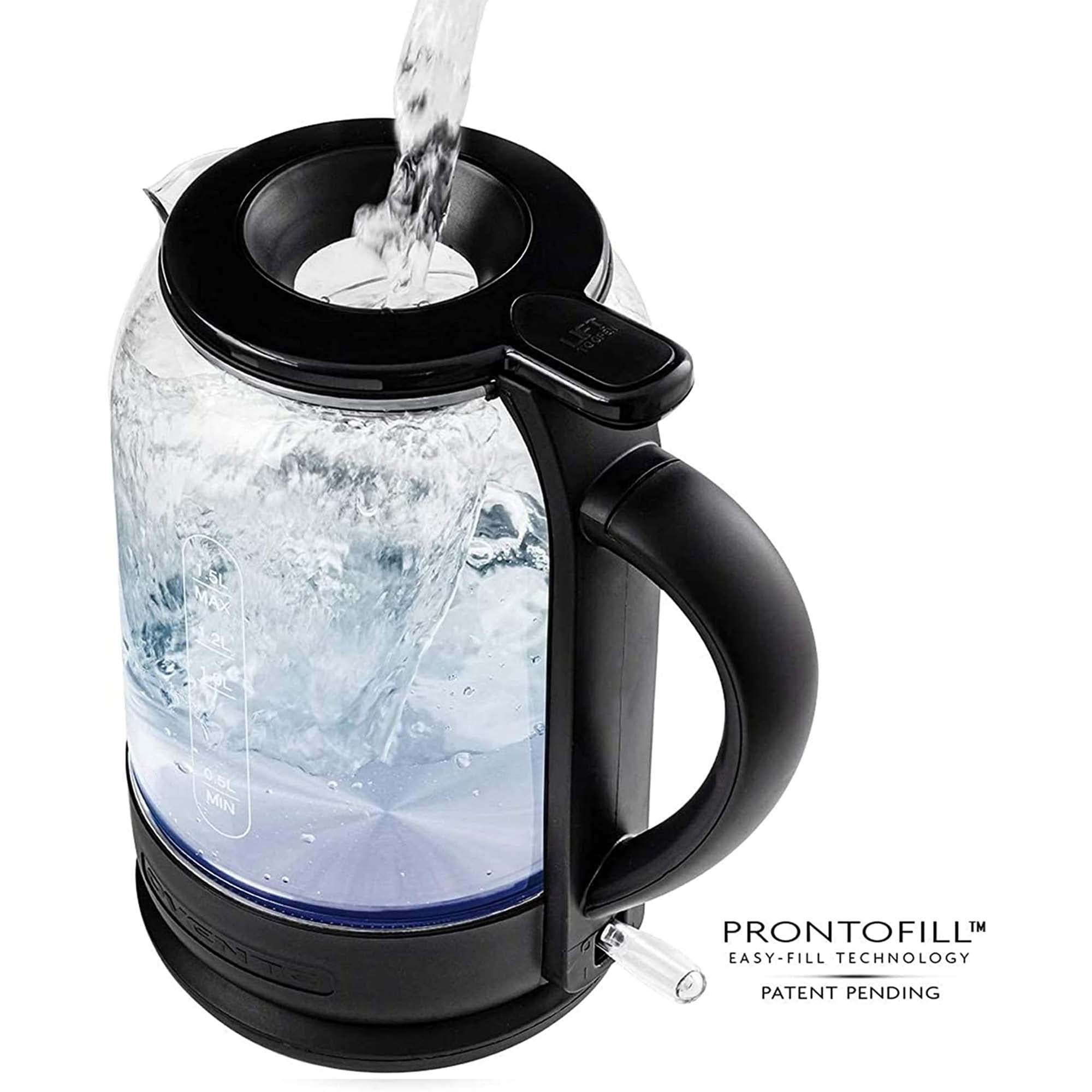 **OVENTE 1.5L Electric Kettle & Coffee Grinder Set - 1500W Fast Boiling Glass Water Heater & 2.5Oz Stainless Steel Blade Mill - Perfect for Home, Office & Travel (Black KG516B + CG225B)**