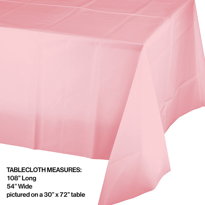 12-Pack Classic Pink Plastic Table Covers - Disposable Waterproof Tablecloths for Parties, Picnics, and Events (60