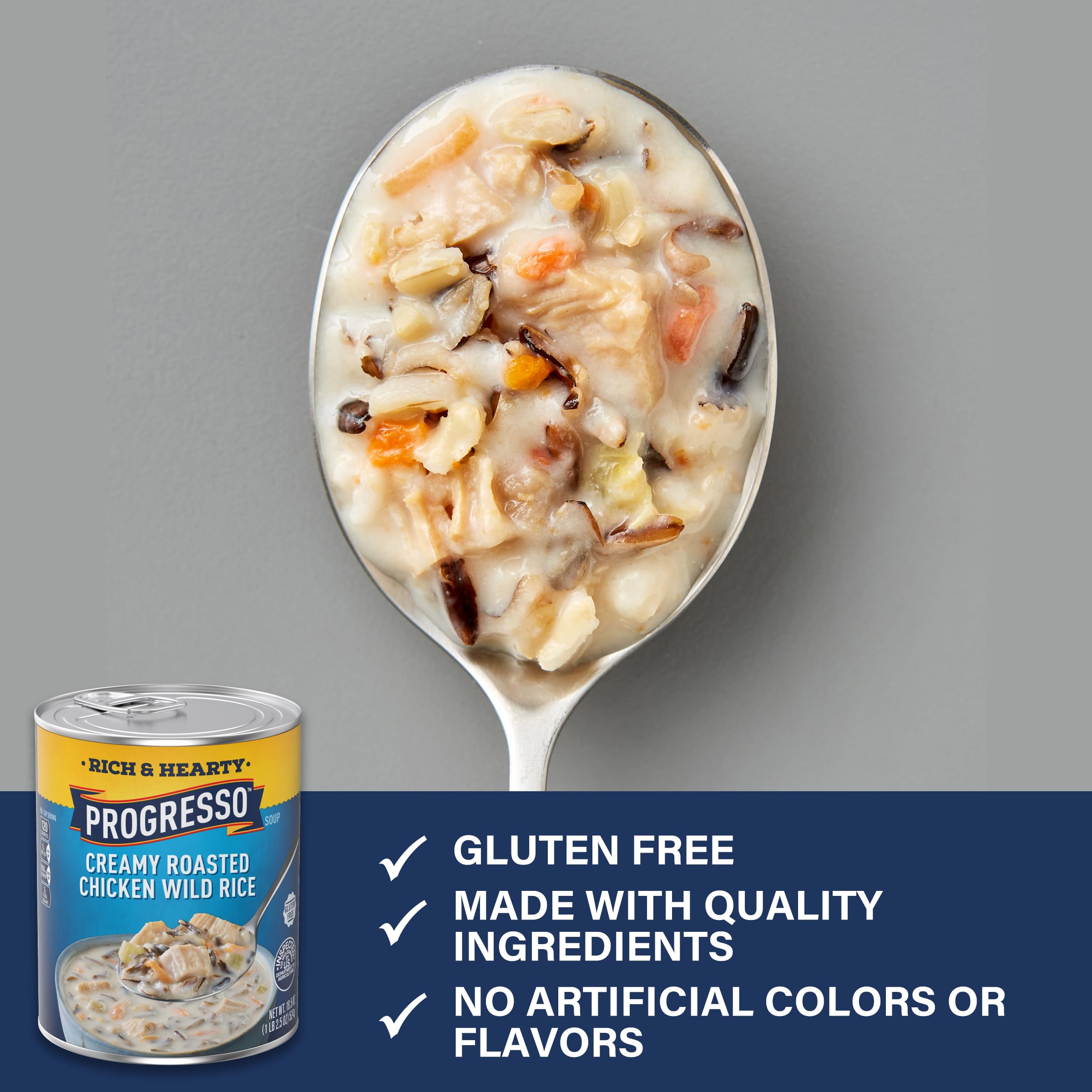 Progresso Rich & Hearty Creamy Roasted Chicken Wild Rice Soup - Gluten Free Canned Soup, 18.5 oz - Perfect for Quick Lunches, Camping & Emergency Food Storage