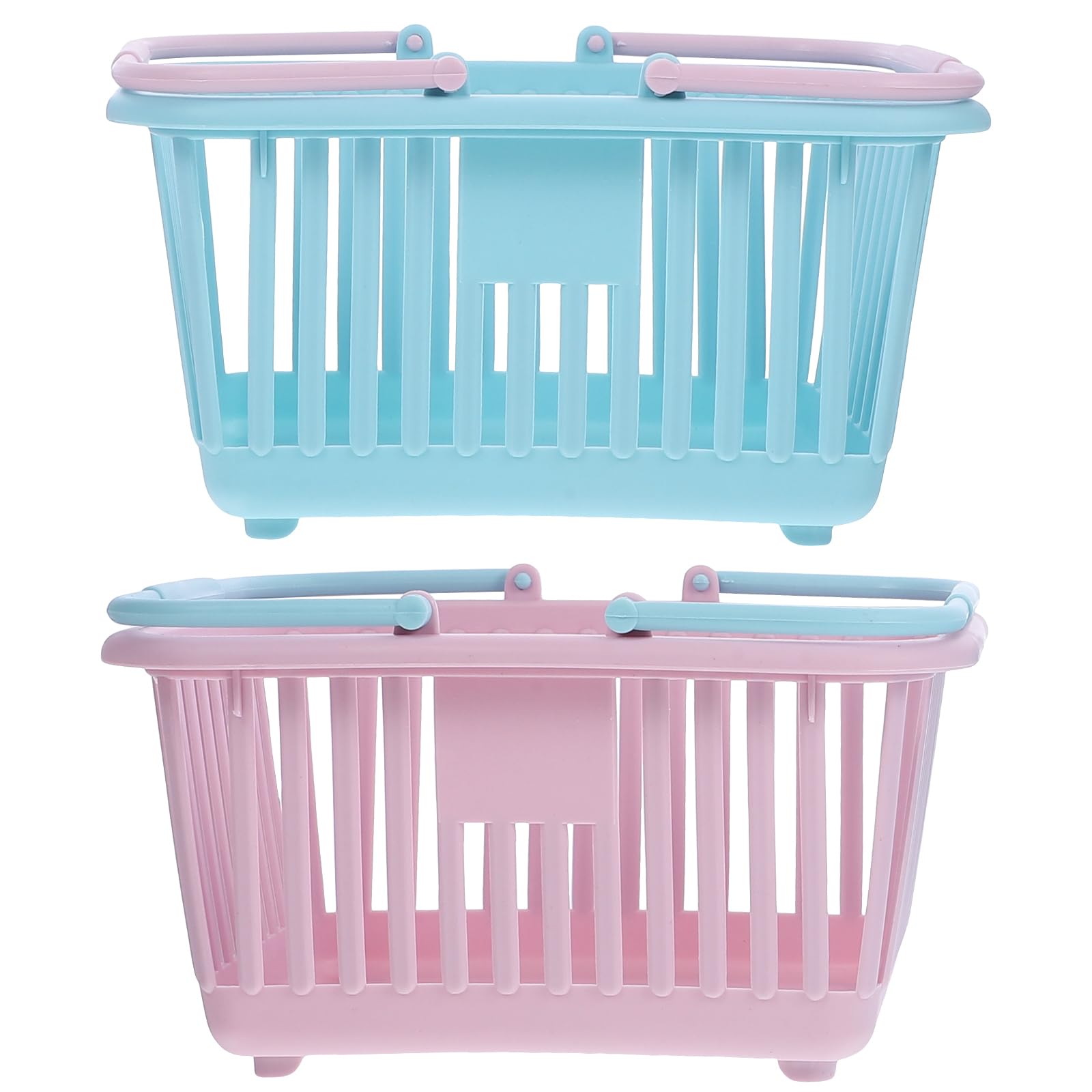 Cabilock 2-Piece Mini Toy Grocery Baskets Set - Dollhouse Accessories, Pretend Play Shopping Cart, Kids Storage Organizer - Perfect for Role Play, Toy Kitchen, and Playroom Organization