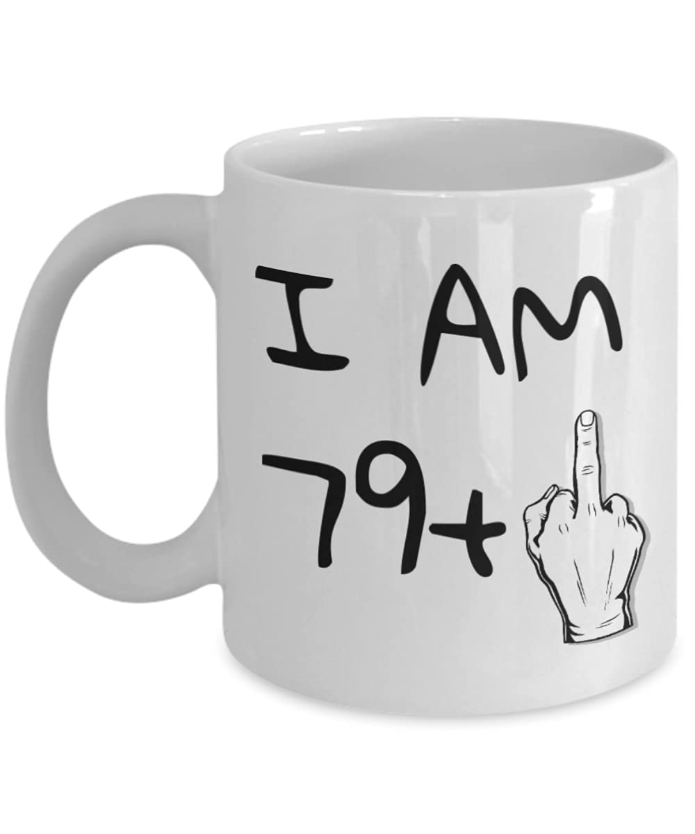 ZapBest 80th Birthday Coffee Mug - 11oz White Porcelain Funny Quote Mug for Grandma & Grandpa (I Am 79+1) - Perfect Gift for Anniversary, Retirement & Special Occasions