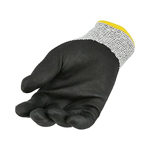 Cut Resistant Gloves Level 3 - MMBM Safety Work Gloves with Nitrile Dipped Textured Finish (Grey/Black) - Ideal for Construction, Food Processing & DIY Projects