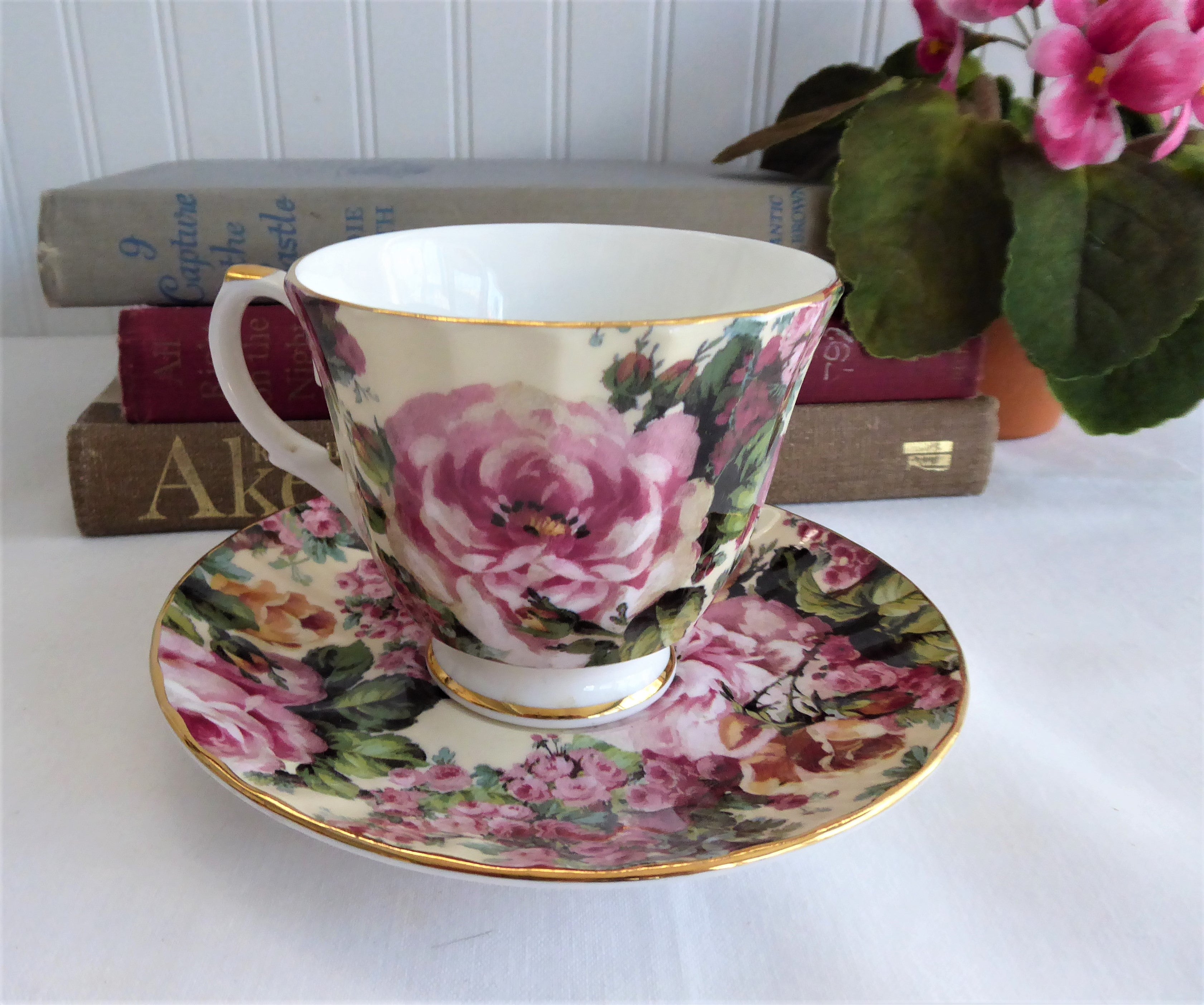 Royal Patrician England Bone China Teacup - Cottage Rose Chintz Design with Lush Roses | Elegant Tea Time & Vintage Home Decor