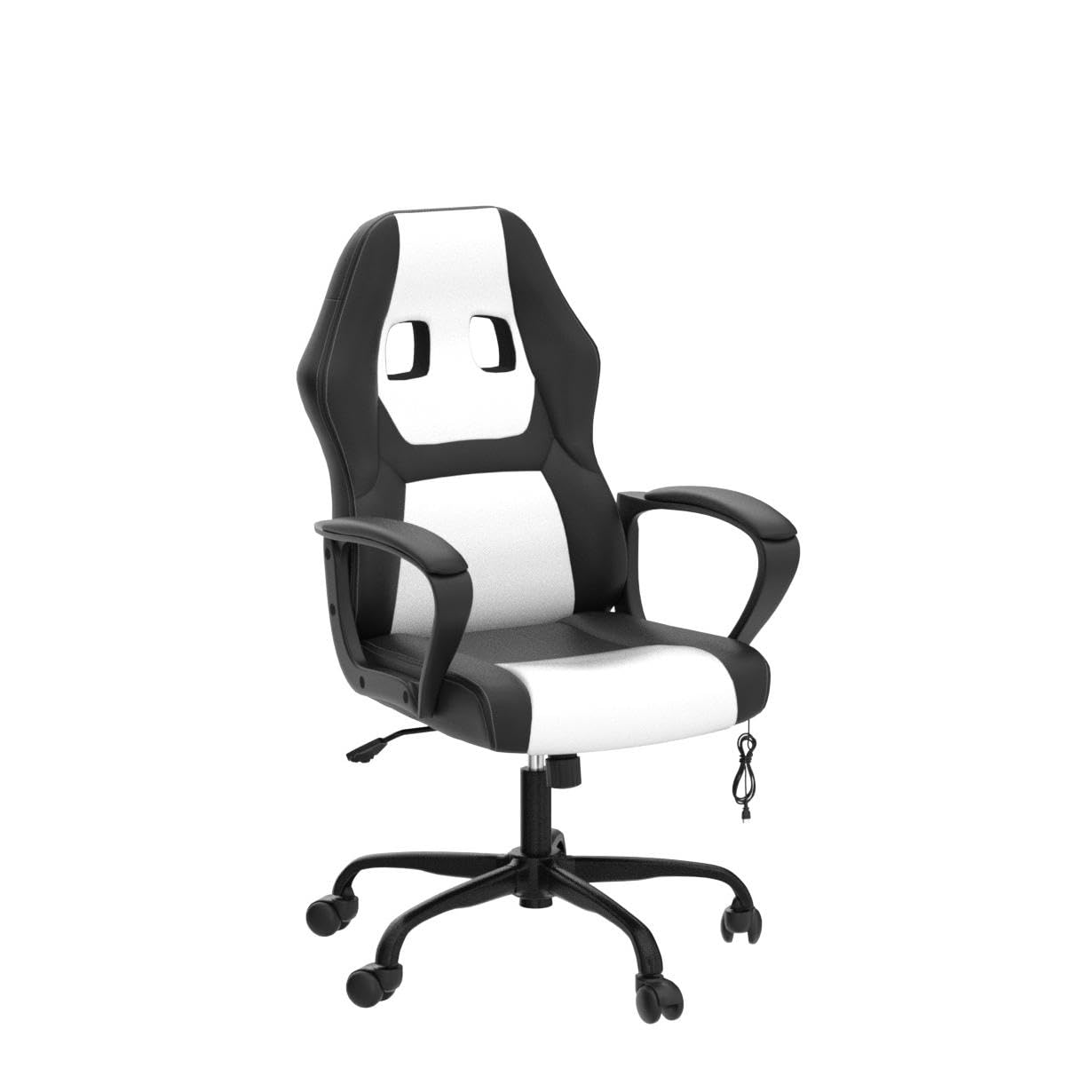Ergonomic Gaming Chair with Massage & Lumbar Support - Adjustable Reclining Office Computer Chair with Headrest & Armrest - Rolling Swivel Video Game Chair for Adults & Teens - Perfect for Esports, Streaming & Home Office (White)