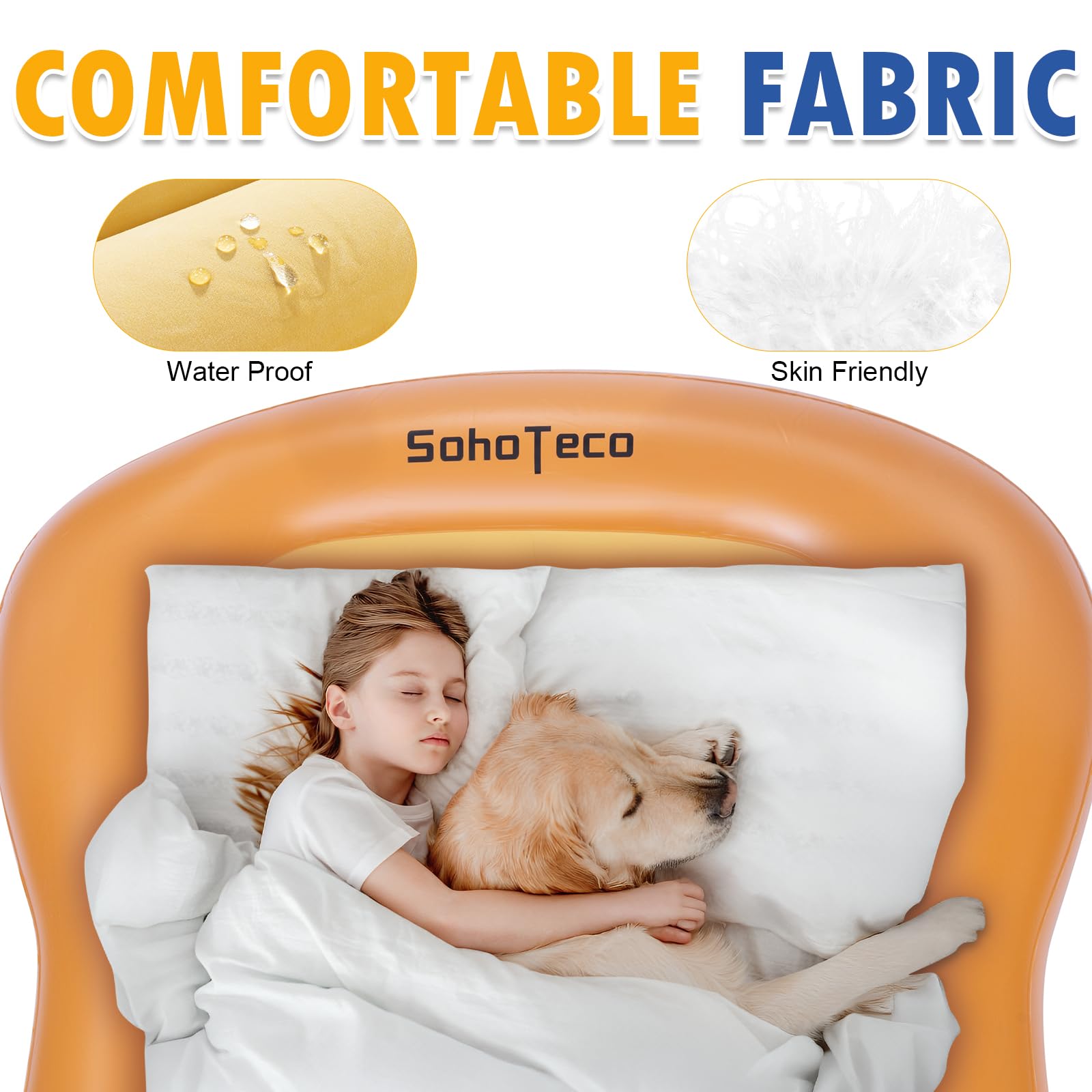 Inflatable Toddler Travel Bed with Safety Bumpers - Portable Kids Air Mattress with Electric Pump for Camping, Sleepovers & Home Use | Waterproof & Lightweight for Easy Travel