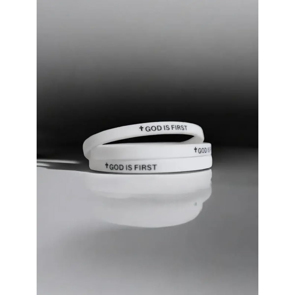 GOD IS FIRST Christian Rubber Bracelets - Inspirational Bible Verse Silicone Wristbands for Men, Women & Teens - Perfect for Church, Bible Study & Daily Faith Encouragement