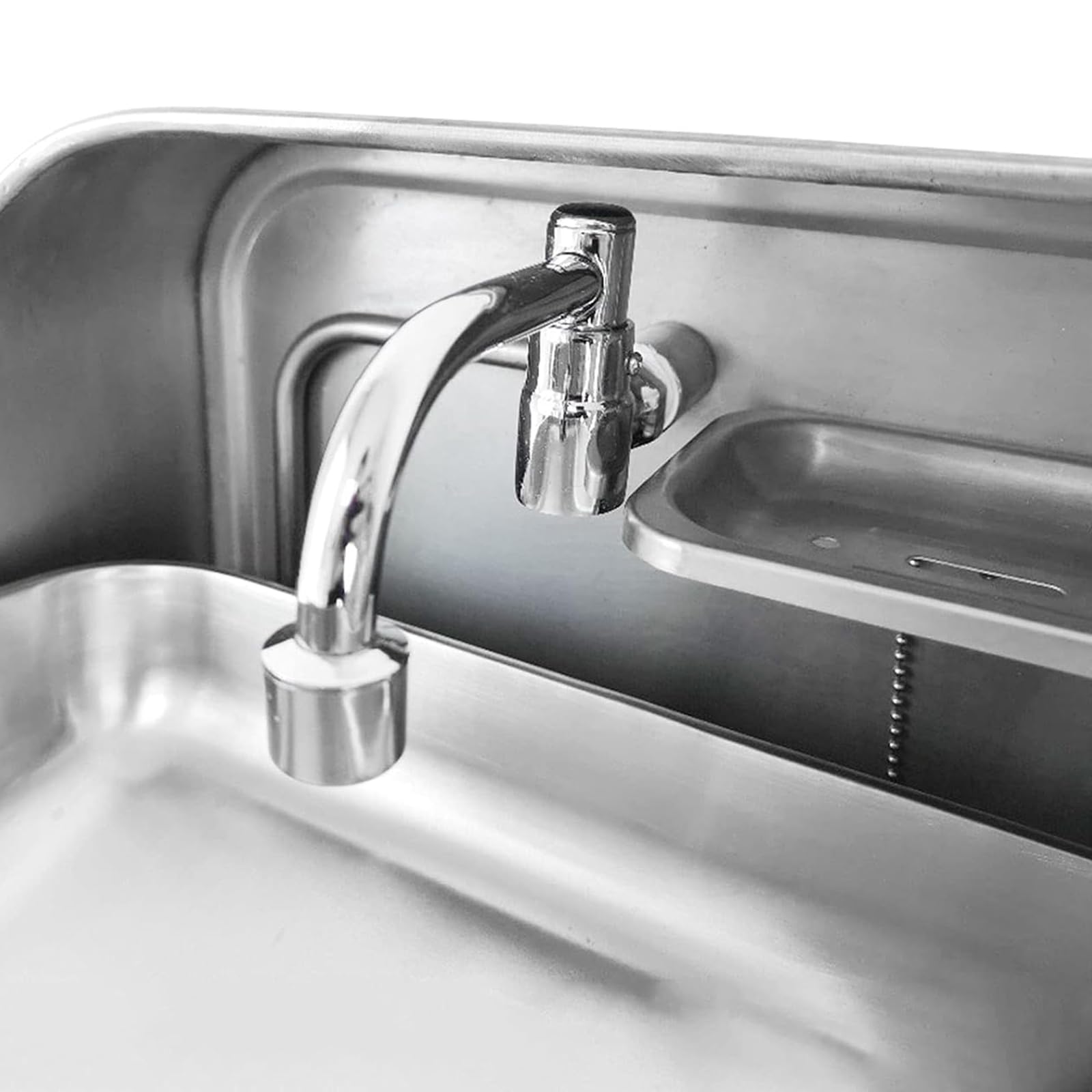 Stainless Steel Wall Mount Folding Sink with Cold Water Faucet - Compact Hand Wash Basin for RV, Caravan, Bar & Outdoor Kitchen (37x39x37.5cm) - Perfect for Camping, Tiny Homes & Off-Grid Living