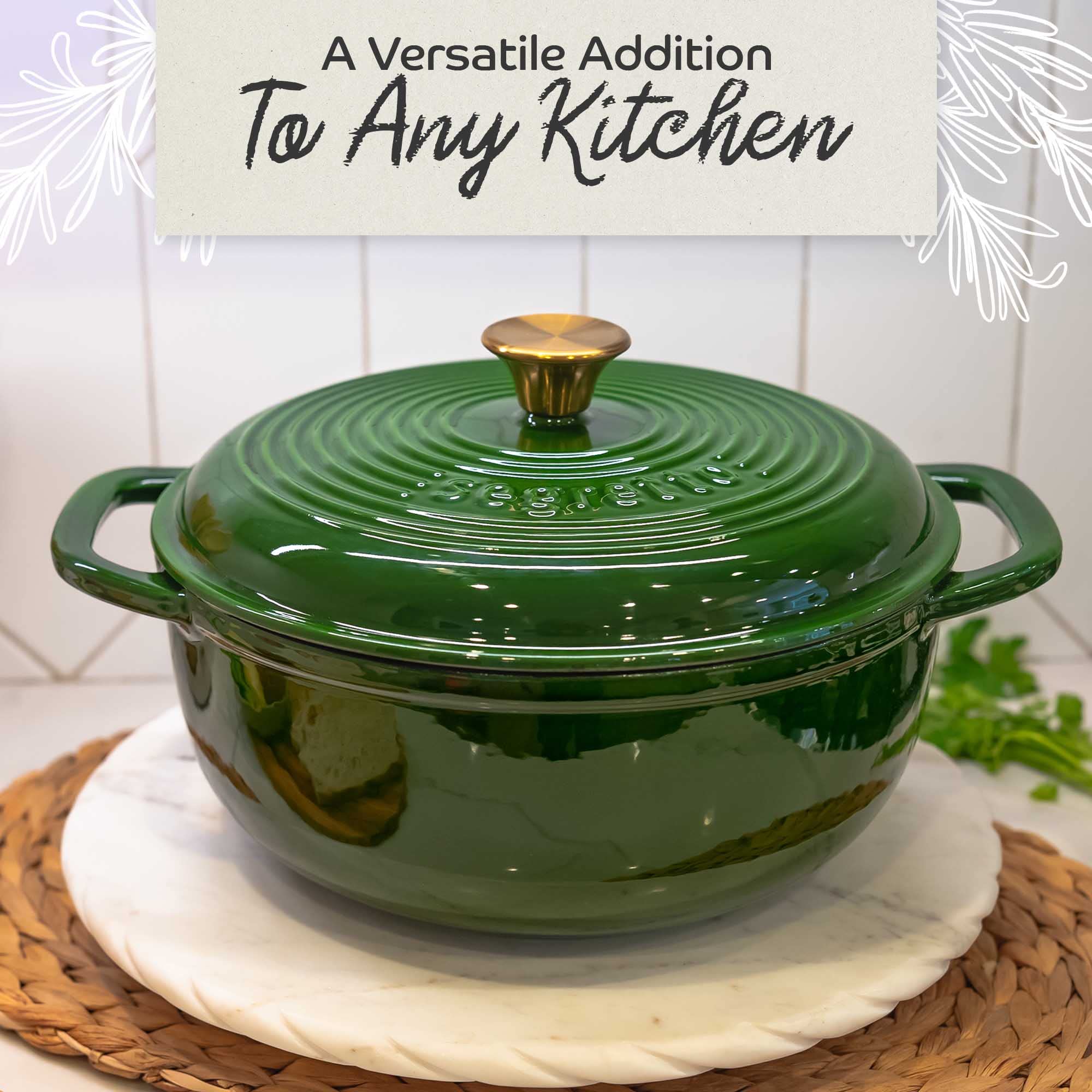 Premium 4.57 Qt Enameled Cast Iron Dutch Oven with Lid - Black (Nero) - Oven & Stovetop Safe Cookware for Baking Bread, Soups, Stews & Braising - Perfect for Home Chefs & Camping